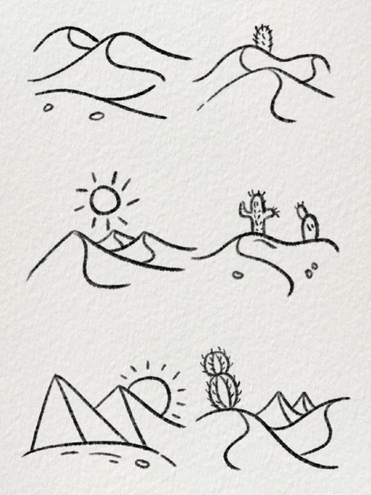 超简单的沙漠简笔画|98大漠孤烟直