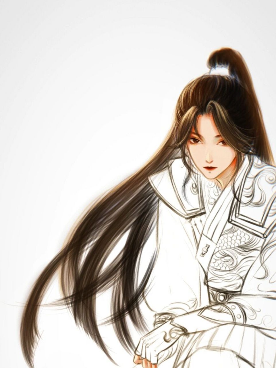 画一个女将军 学就西川八阵图, 鸳鸯袖里握兵符. 由来巾帼甘心受, 何