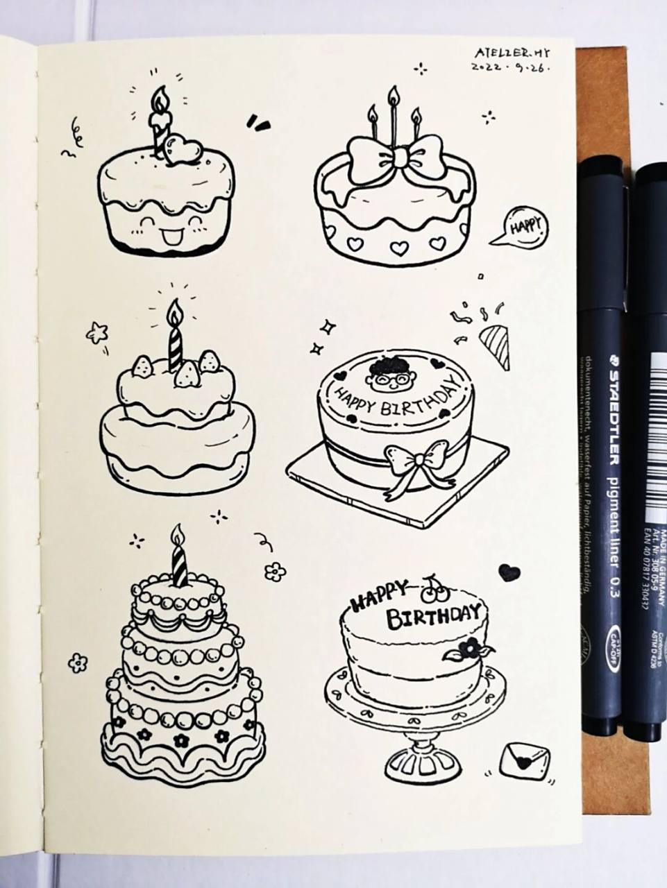 简笔画 生日蛋糕| 手账素材|原创| 生日快乐 87临摹 转载 请标明
