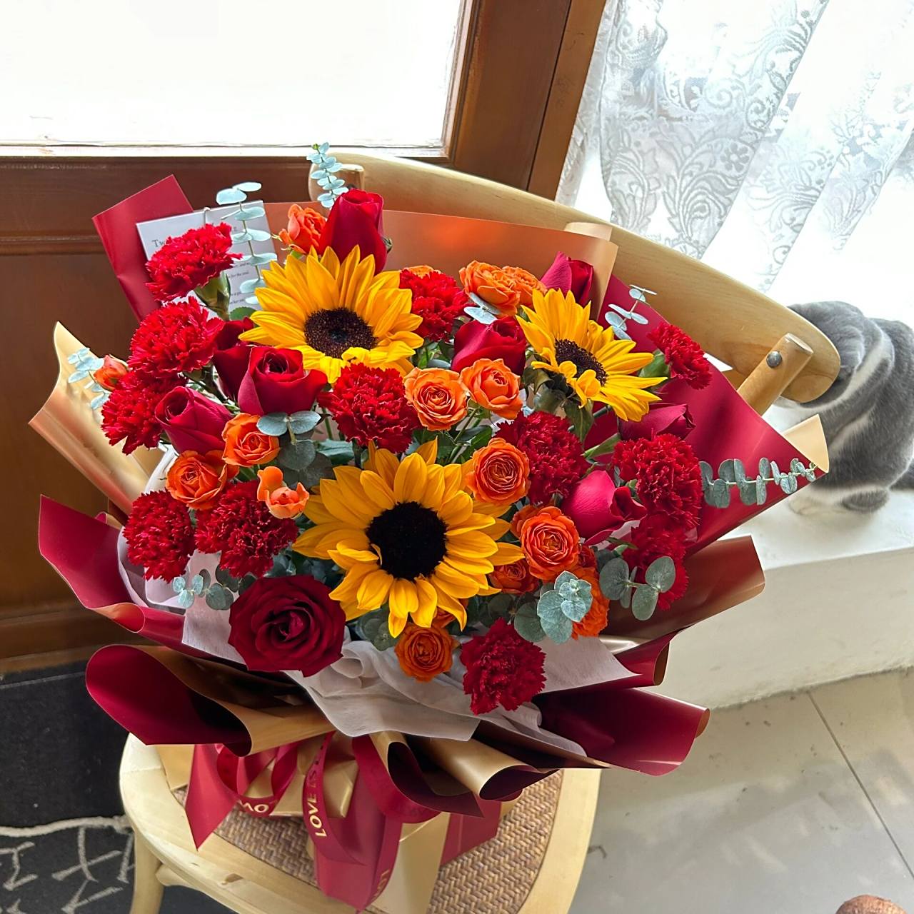 祝寿花束|蓟州区花店 长辈过生日,传统的红色系花束必不可少