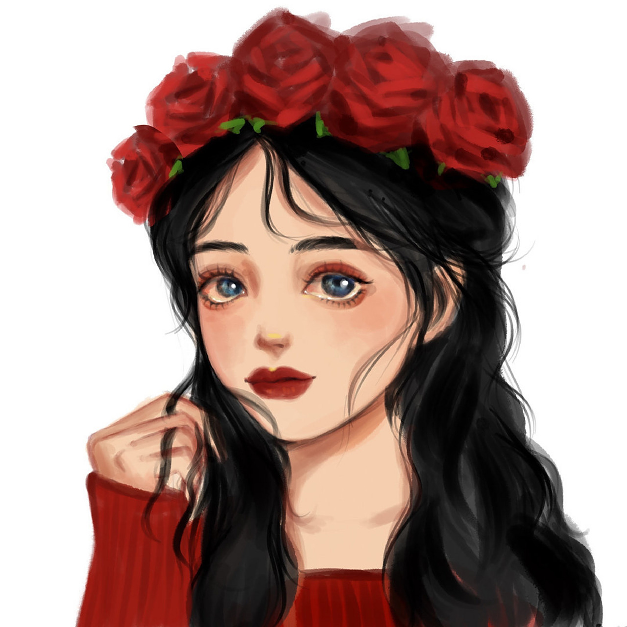 新年红衣女孩喜庆微信头像 过年卡通喜庆红衣女孩,总有一款适合你