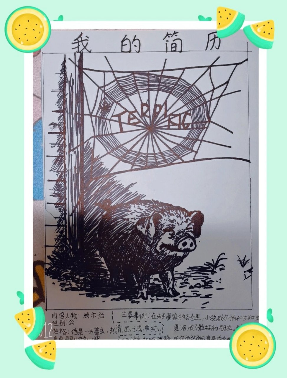 人物介绍卡 《格林童话》《夏洛的网》人物介绍卡