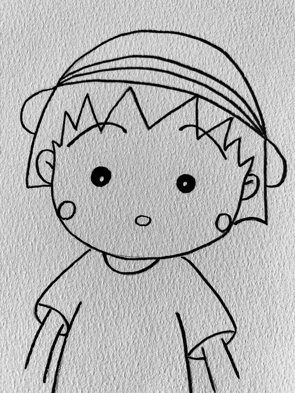 简笔画——樱桃小丸子(附过程) 可爱的樱桃小丸子#儿童简笔画# #简笔