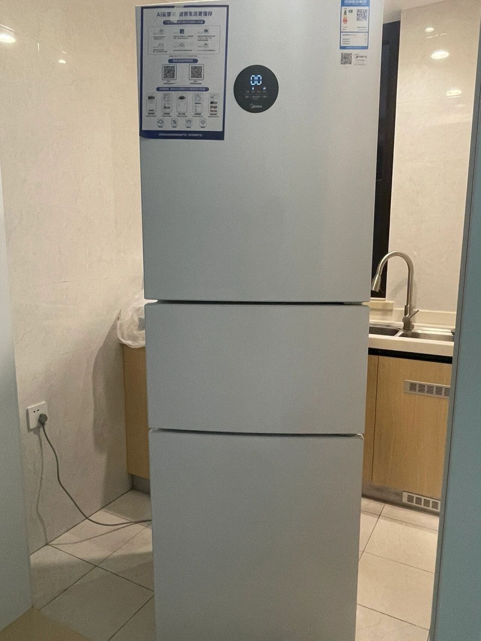 美的三门冰箱丨颜值太爱了 白色冰箱好好看哦