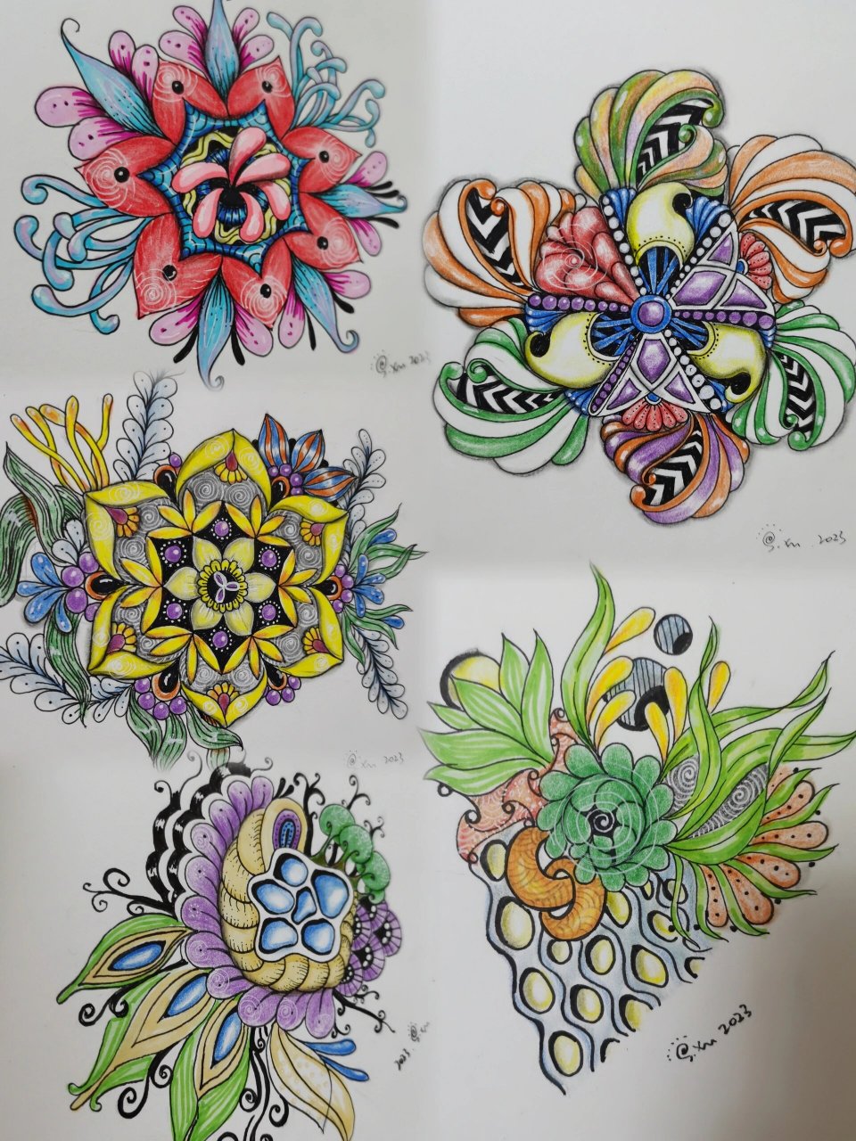 彩色禅绕画原创92随便涂涂画画啦 给禅绕画涂色的过程也很解压,随便