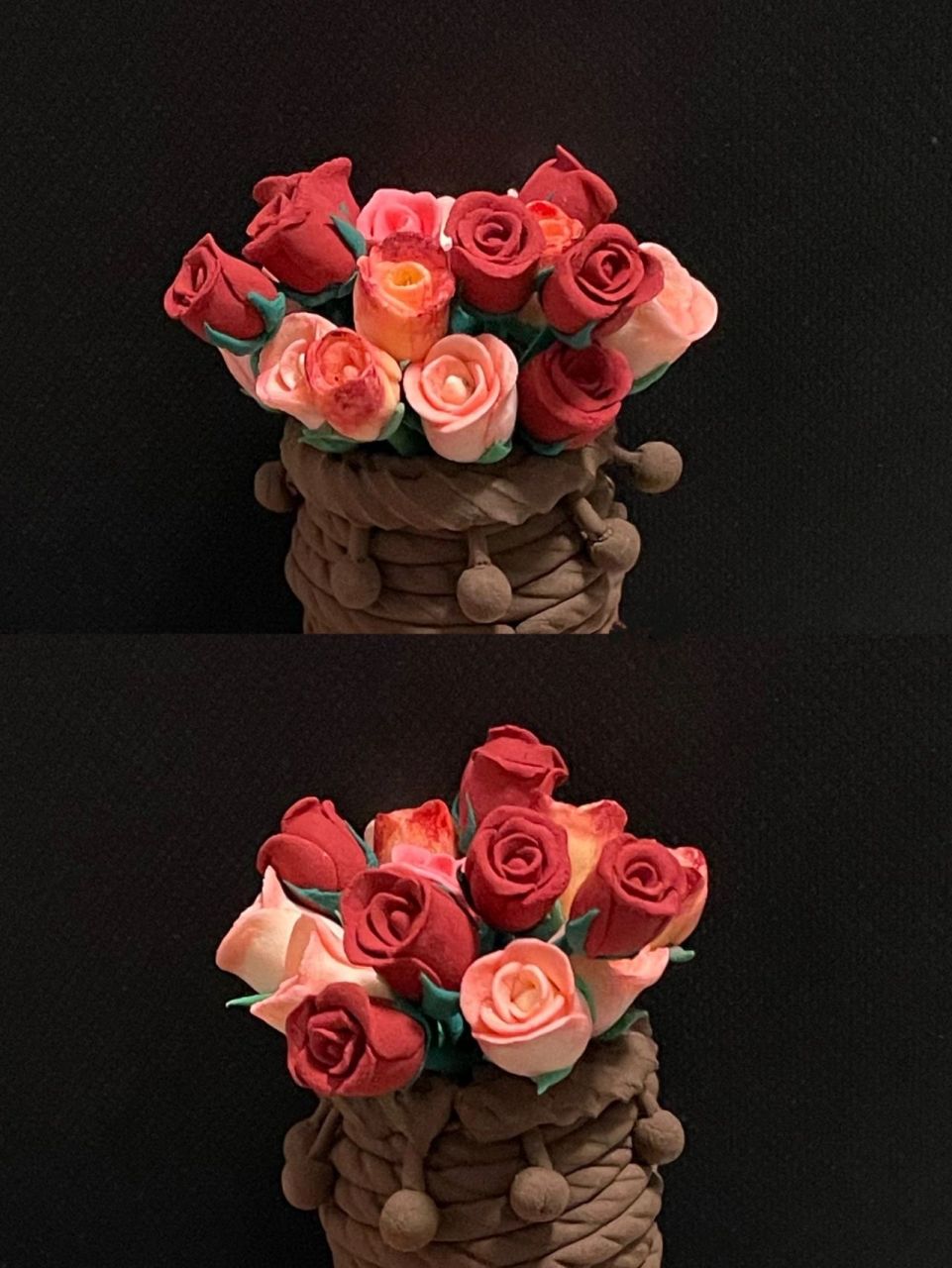 超轻粘土-红玫瑰花(附教程) 95很久没有捏玫瑰花啦～ 95这次的