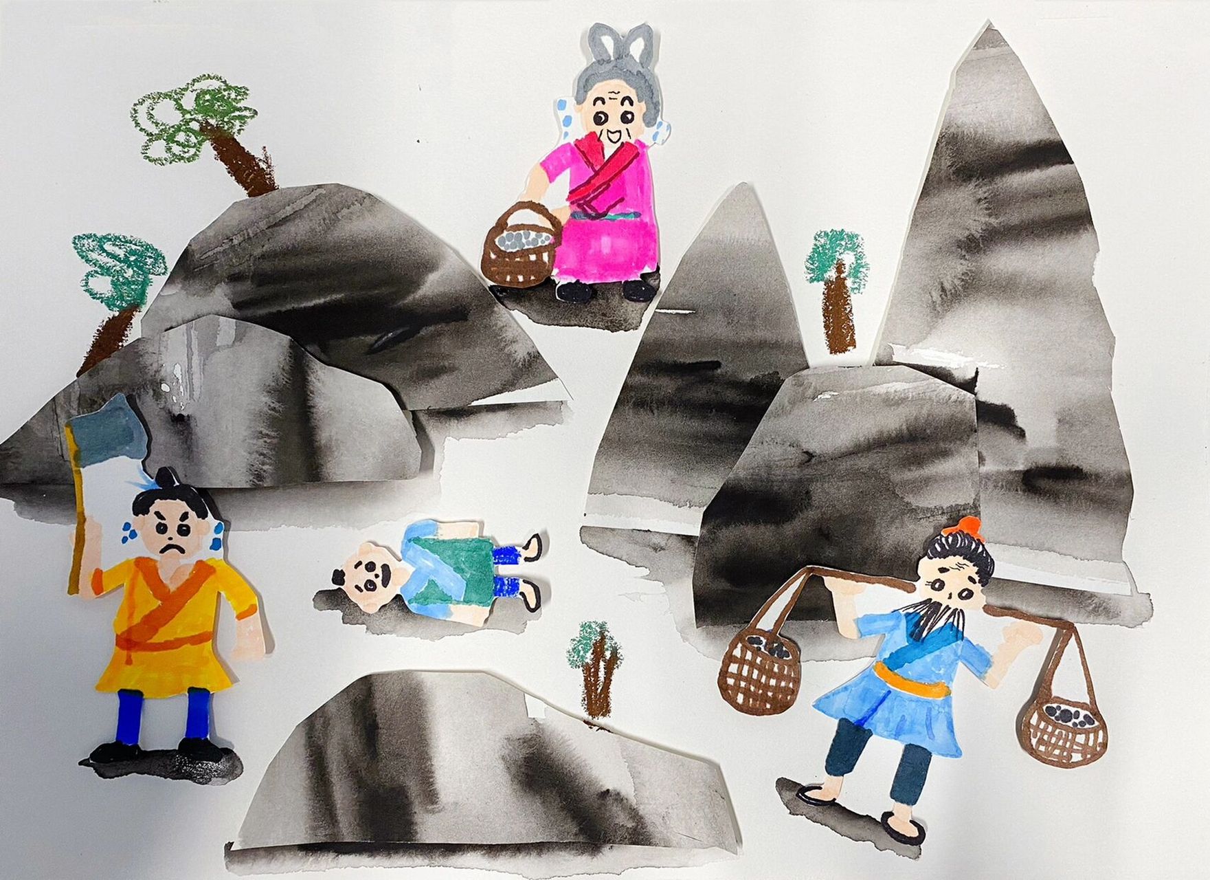 《愚公移山》大班儿童画创意美术少儿美术绘画 适龄:大班 时间:90分钟
