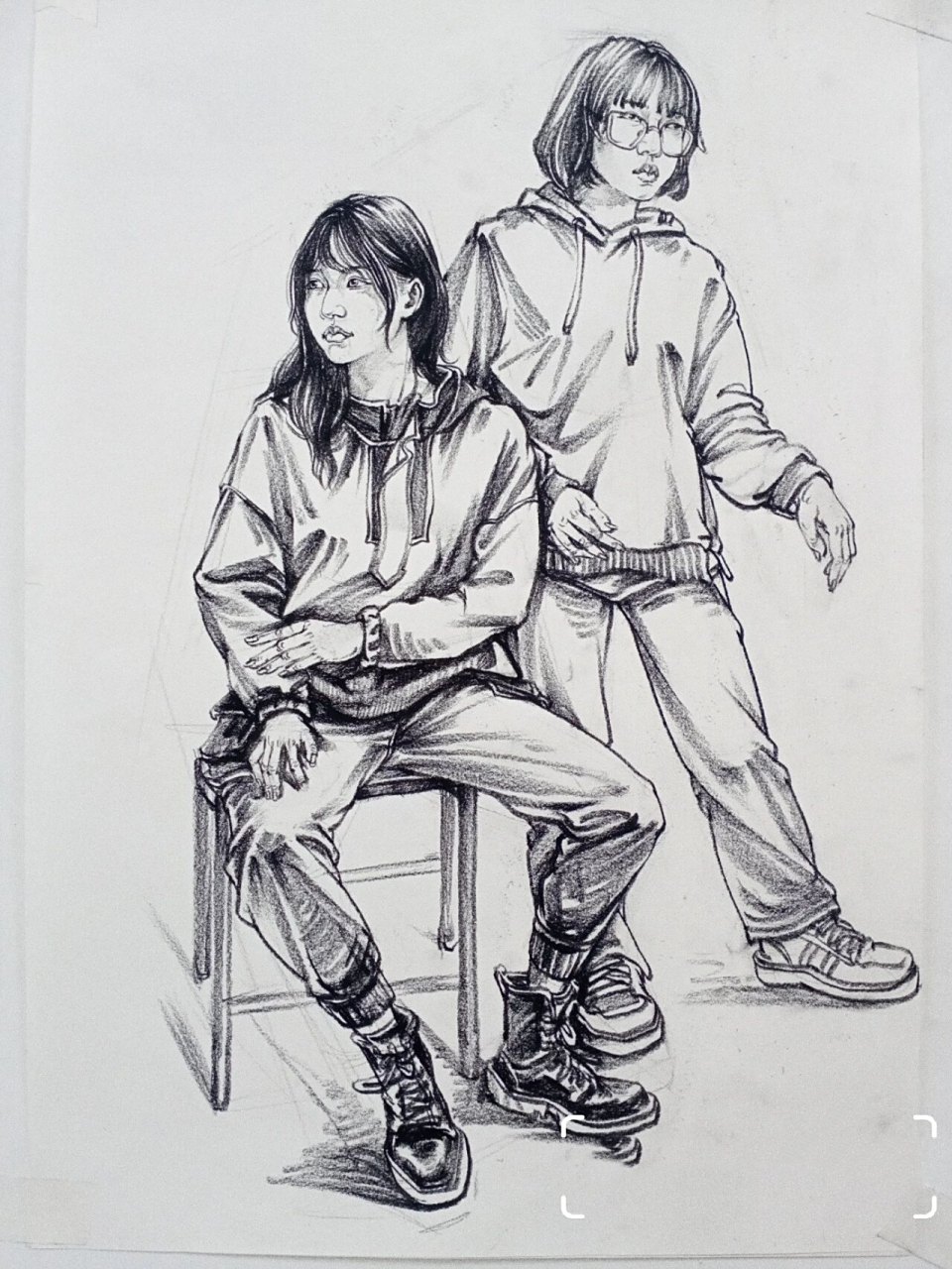 画一幅简易组合双人,速写步骤图