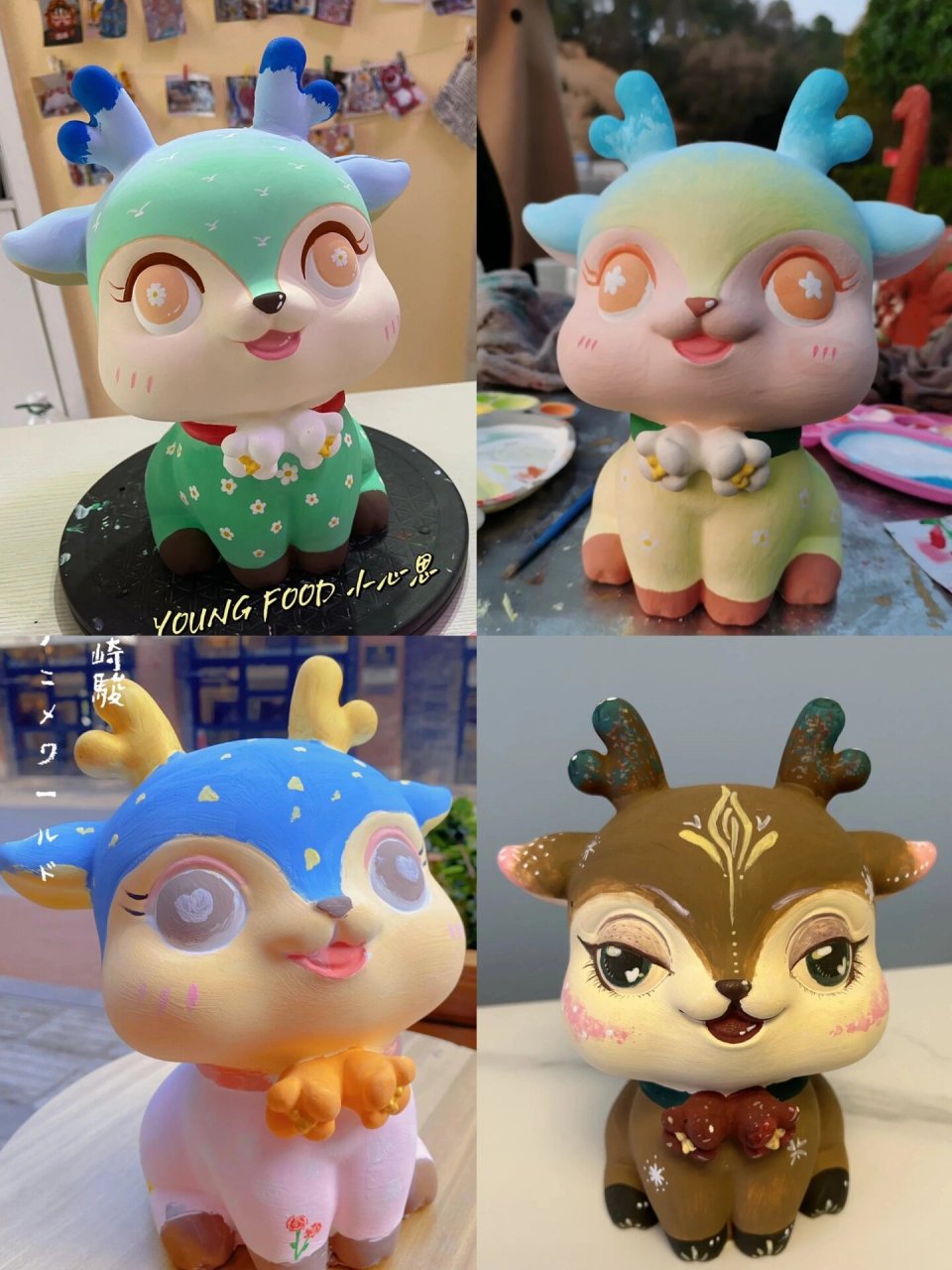 小麋鹿石膏娃娃 小麋鹿石膏娃娃～ 总要涂一次娃娃吧～ 晒一下你的小