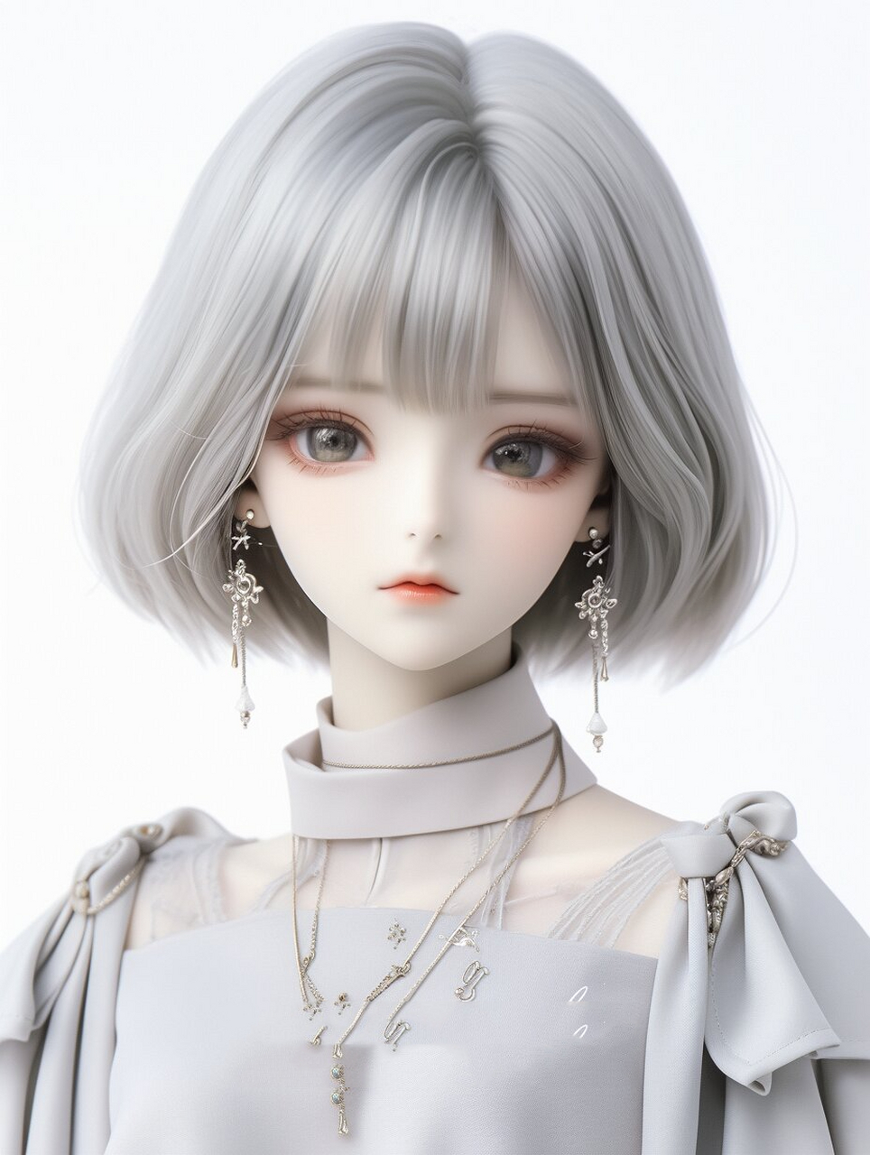 白发美女|女生个人三维头像|白色系② #bjd自制##建模##原画##游戏