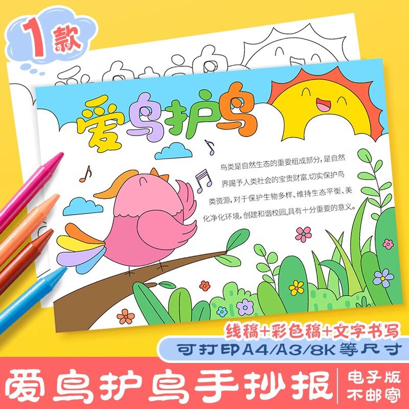 爱鸟护鸟手抄报