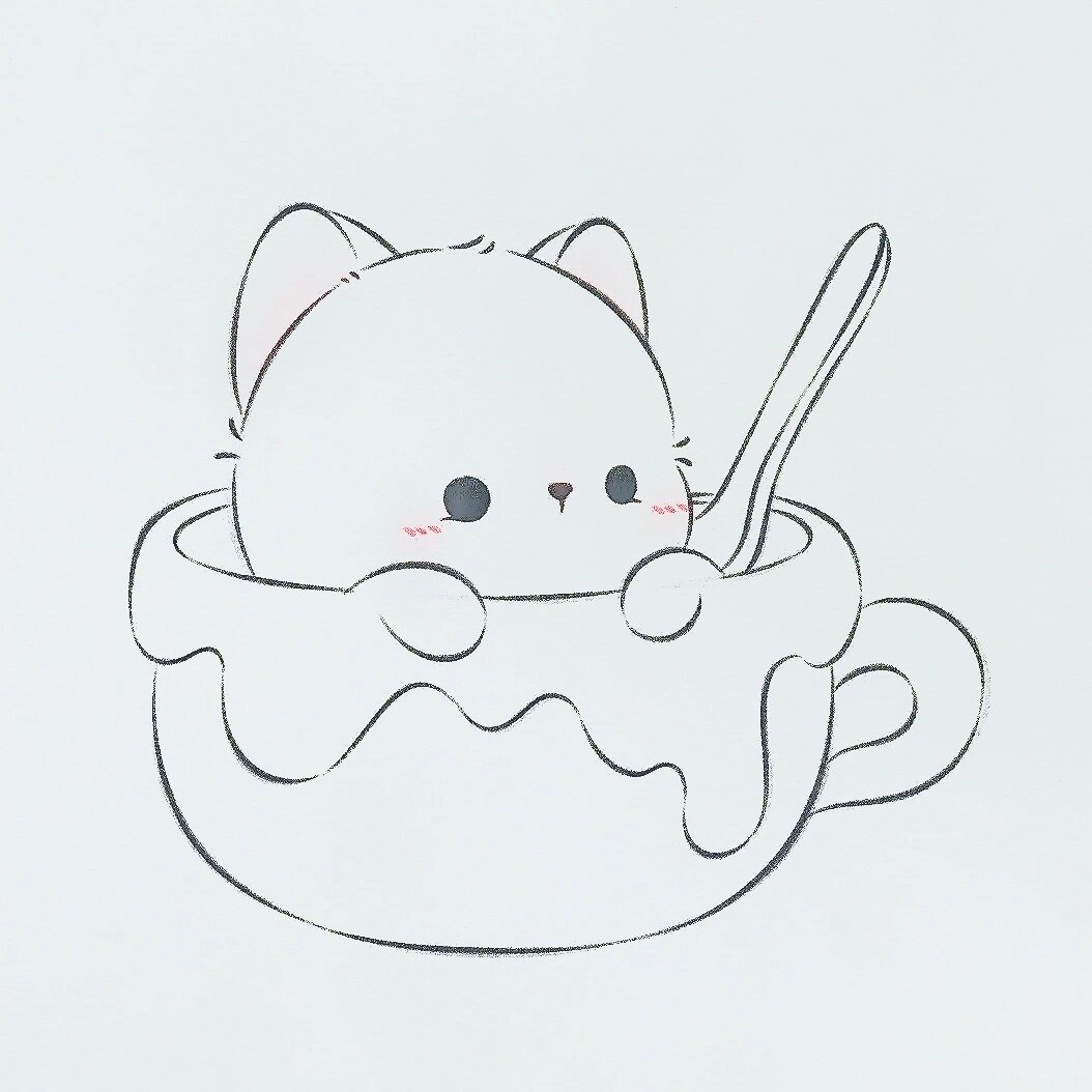 零基础简笔画教程|茶杯猫