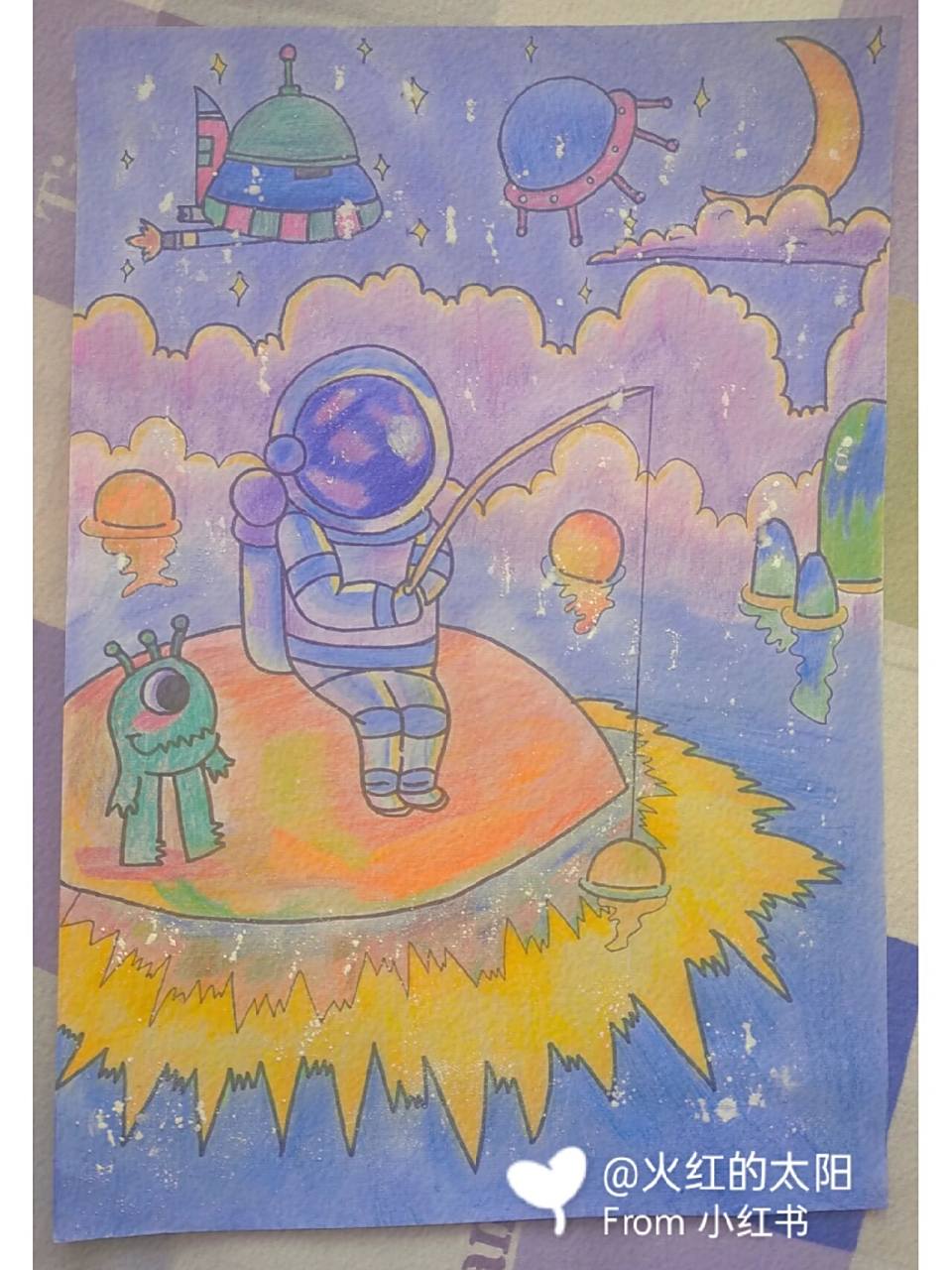 『手残党』绝配 航天类科幻画 航天员科幻画彩铅临摹 来啦来啦,我又来