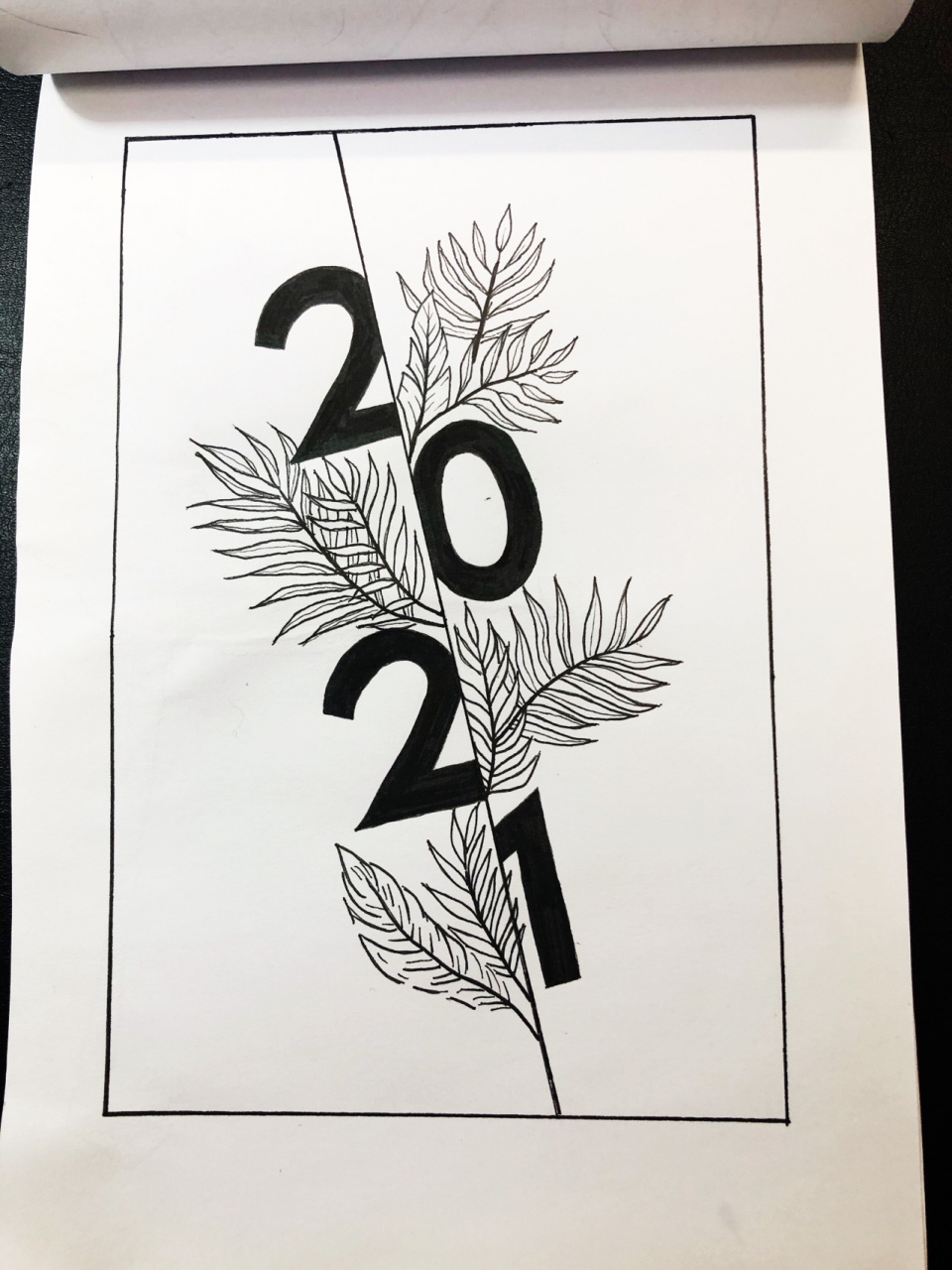 针管笔手绘·黑白装饰画·简笔画·创意数字 临摹35/160 临摹 2021要