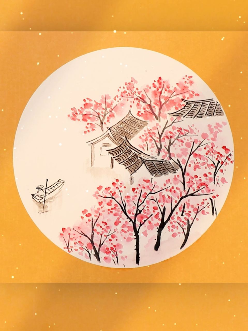 🌲国画教程 | 氛围感春日漫游,忽逢桃花林～ 《桃花源记》忽逢桃花