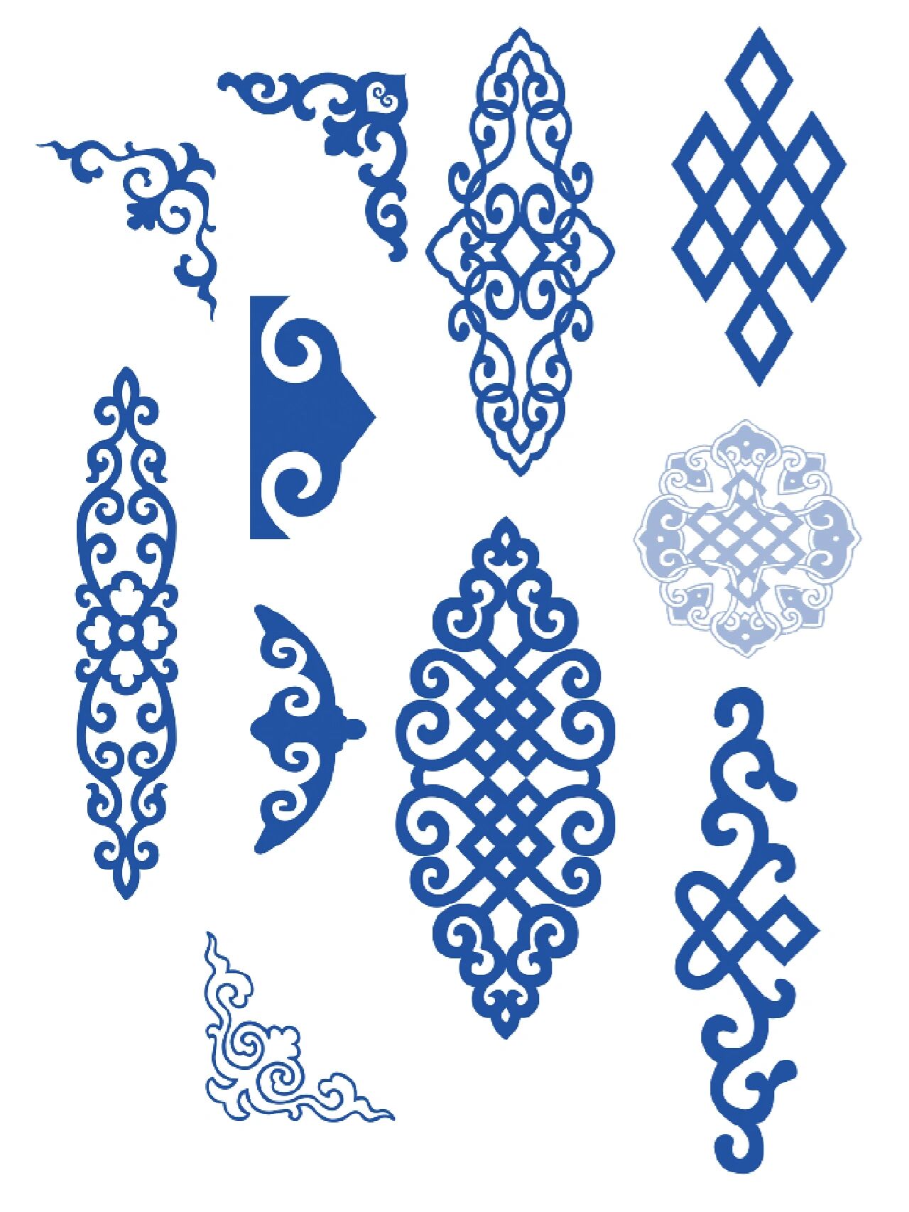 🌹今日分享蒙古族花边元素🌹 🎐祥云花卉复古边框 🎐蒙古族