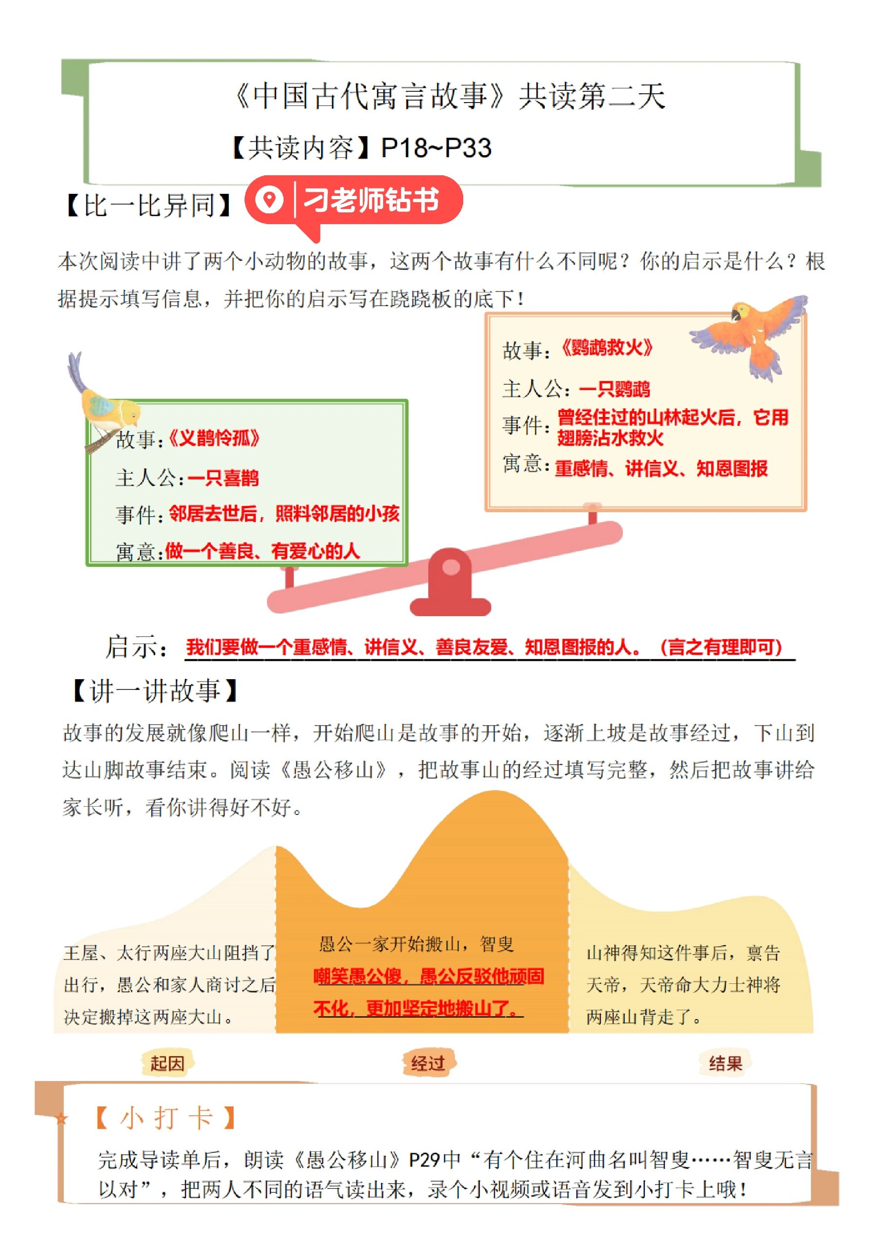 《中国古代寓言故事》导读单(答案版