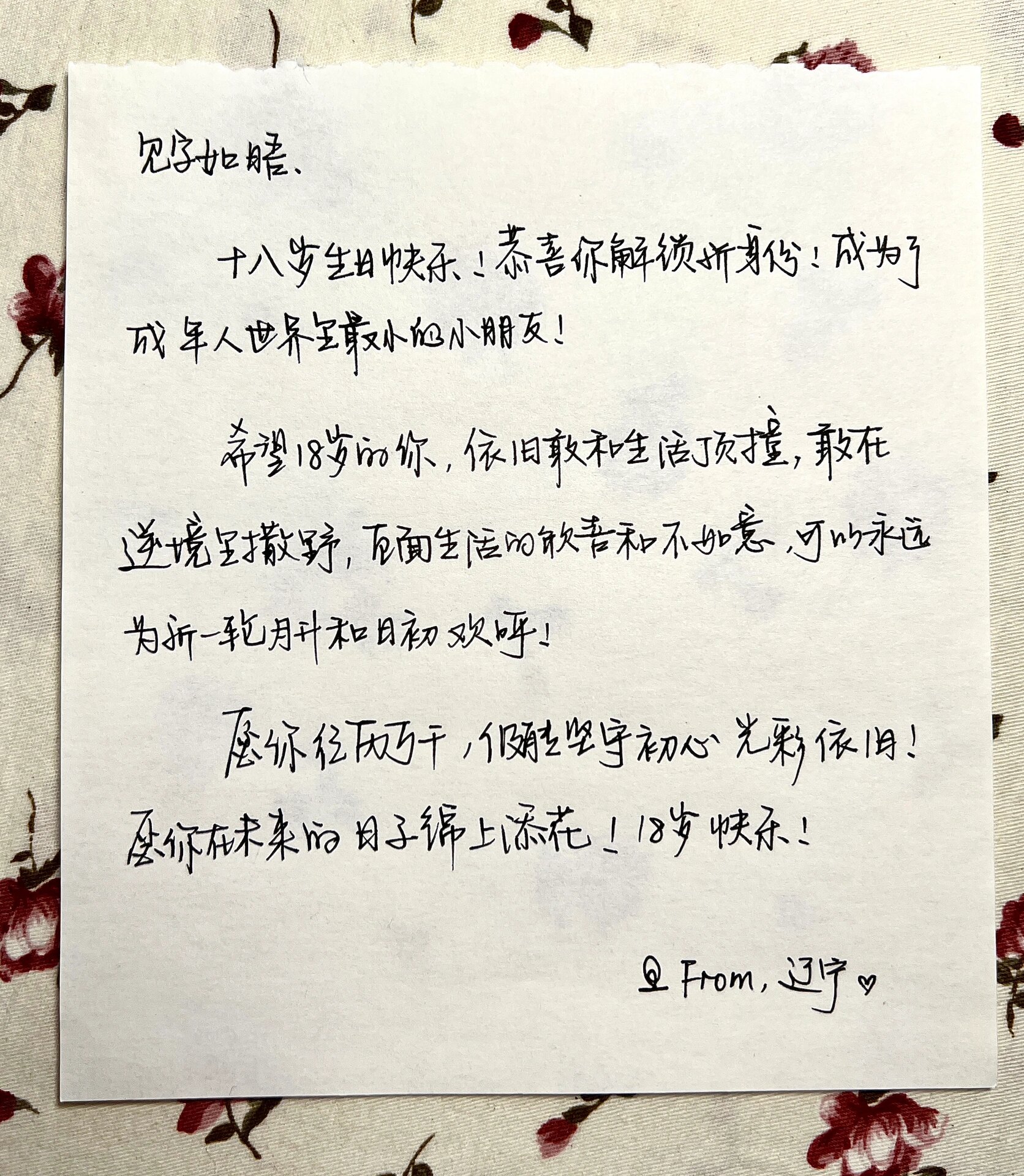 帮小宝写的18岁祝福 祝愿成人世界里最小的宝宝们生日快乐!