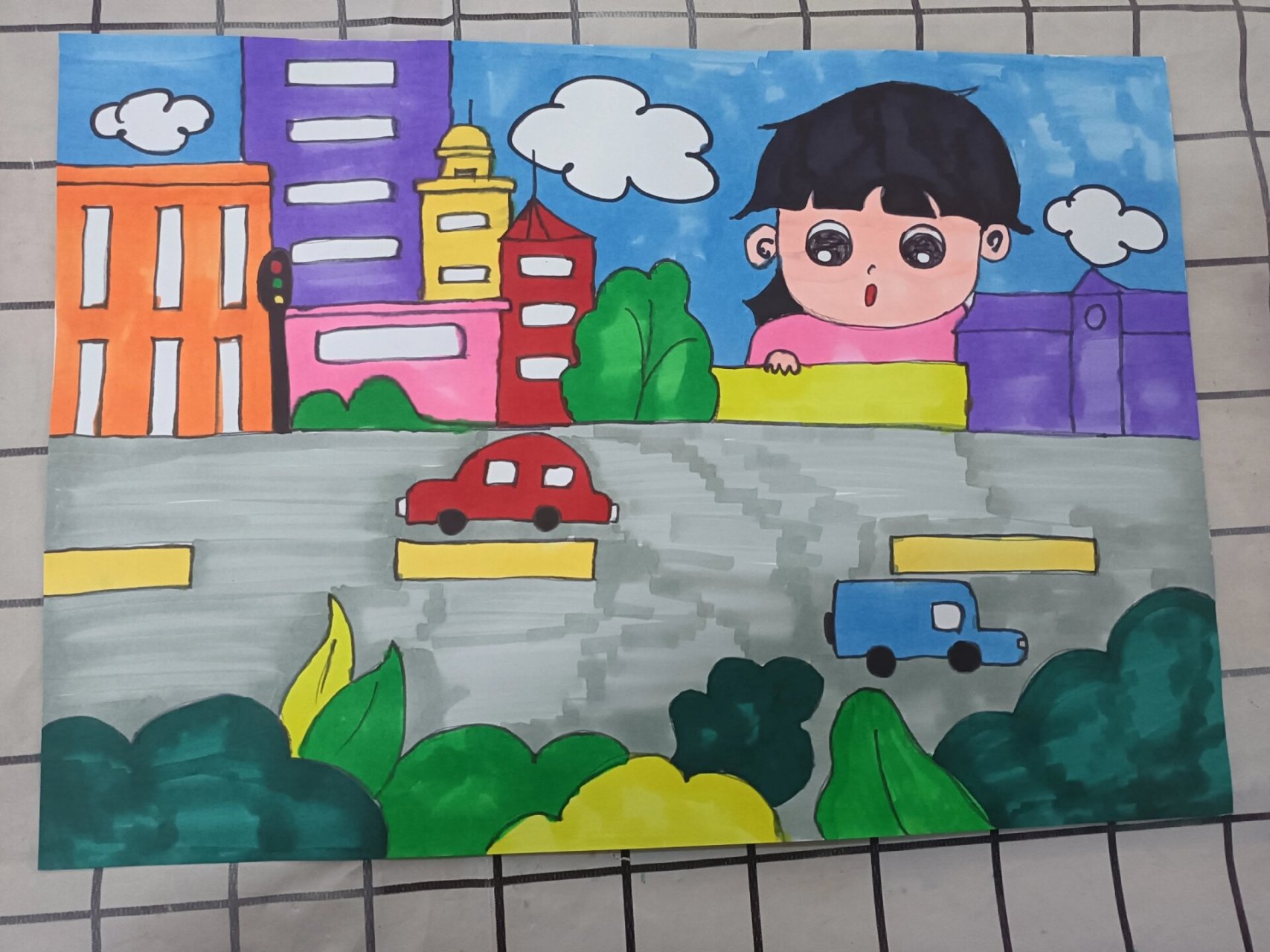 小学美术二年级大人国与小人国范画 小学美术二年级大人国与小人国范