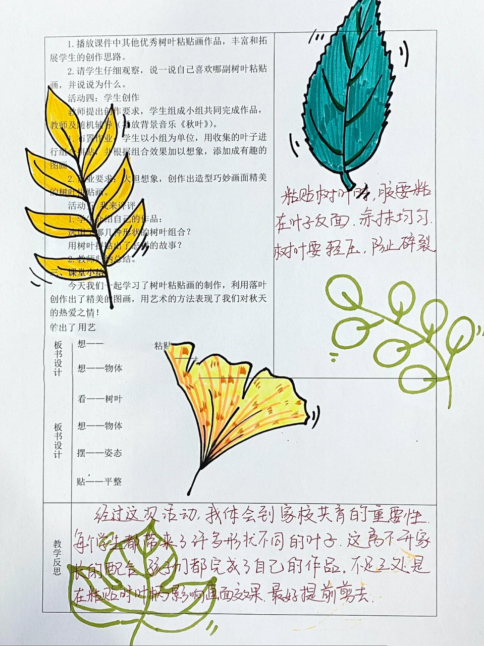 小学美术教案《秋天的叶子》 小学二年级美术教案《秋天的叶子》