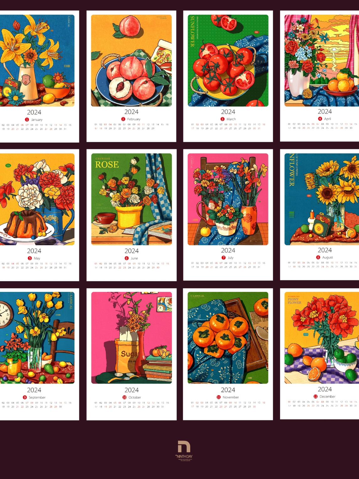 天天被催的2024原创插画日历它来啦