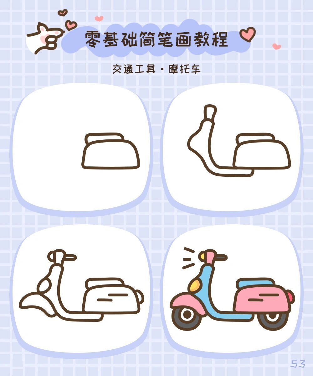 简笔画教程·交通工具·摩托车9315小电炉