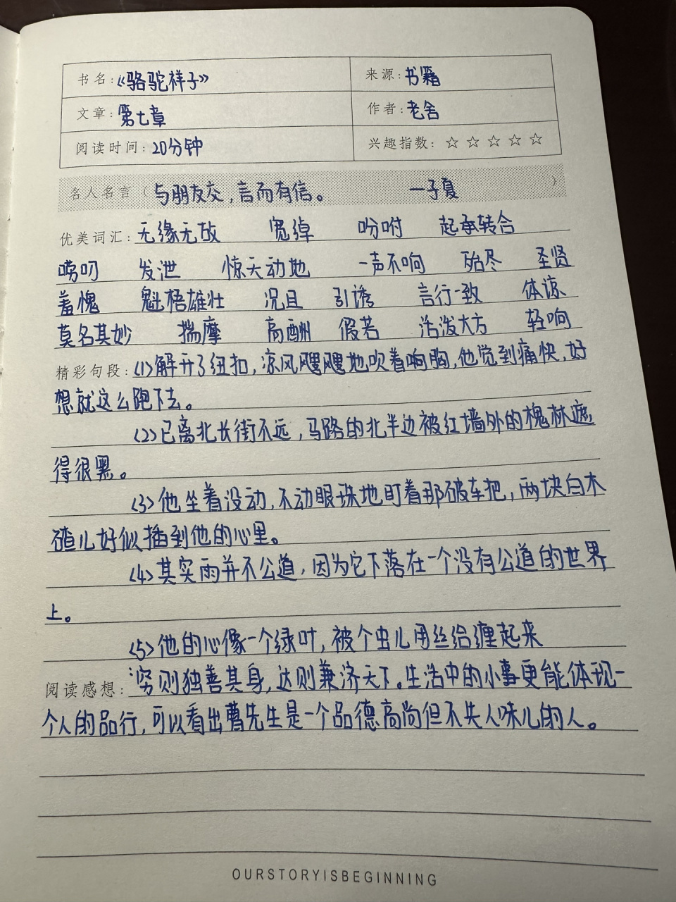 《骆驼祥子》第七章读书笔记来咯～ 让大家久等啦