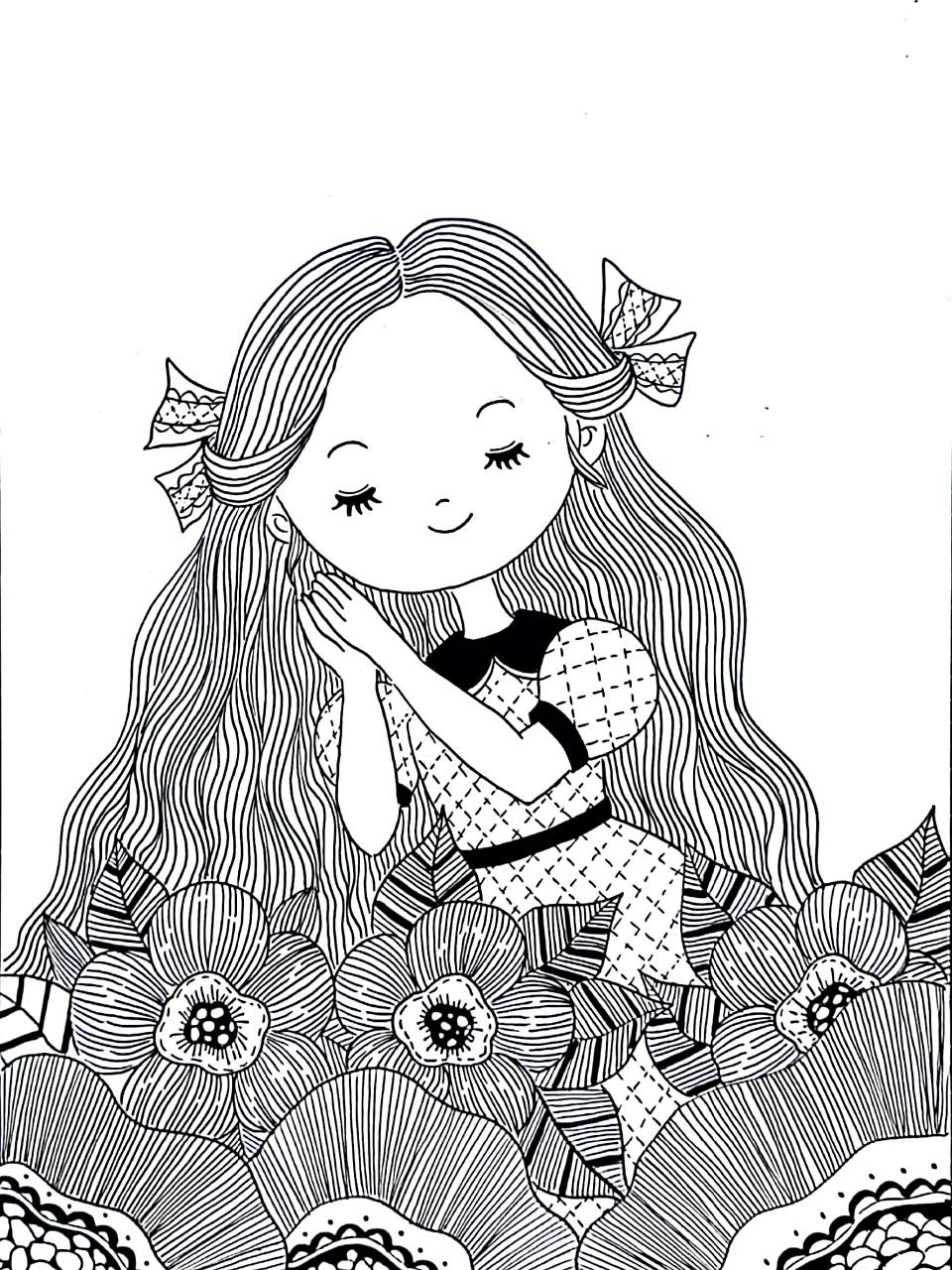 线描人物 #画画# #零基础学画画# #黑白线描