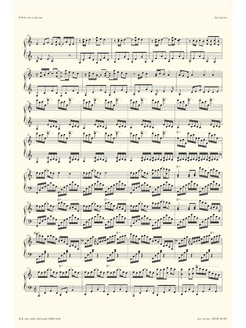 最火钢琴曲《luv letter》钢琴曲谱