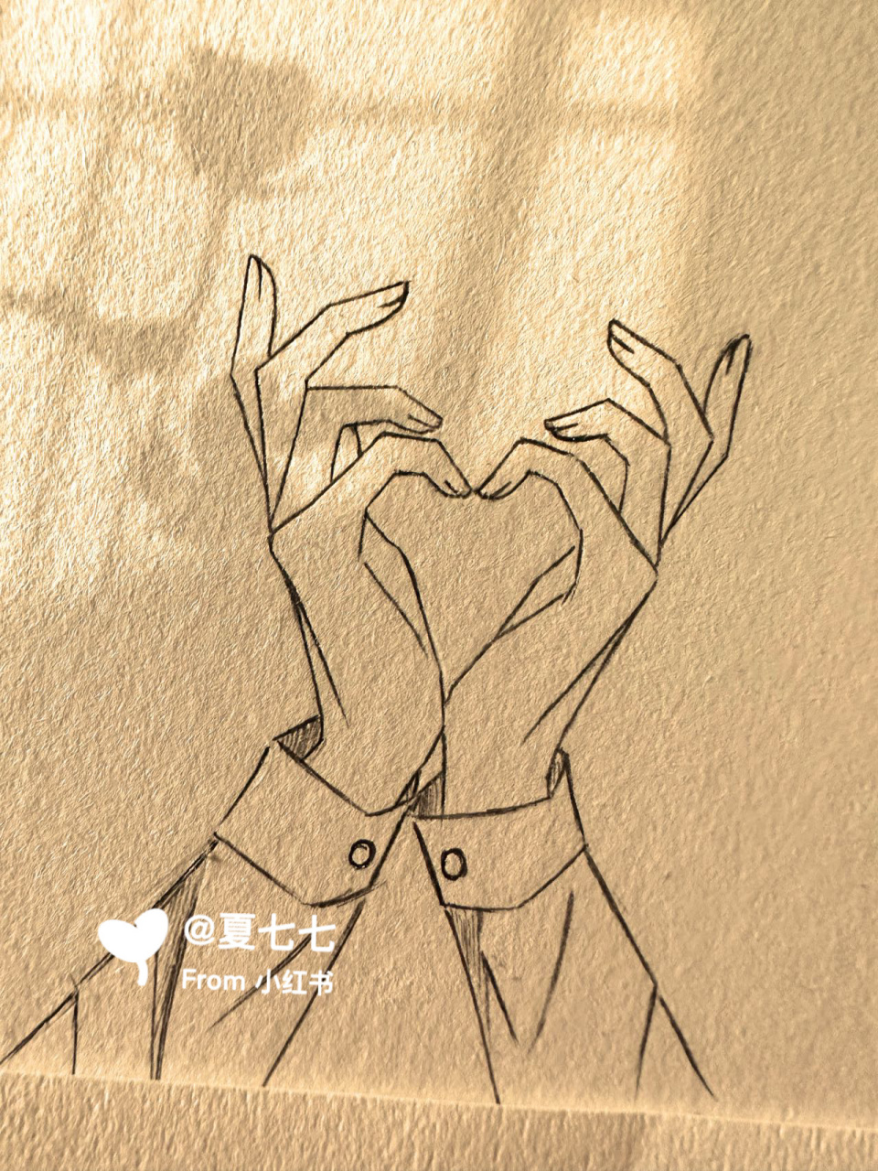 比心手势合集 画画比心手势 绘画 绘画过程