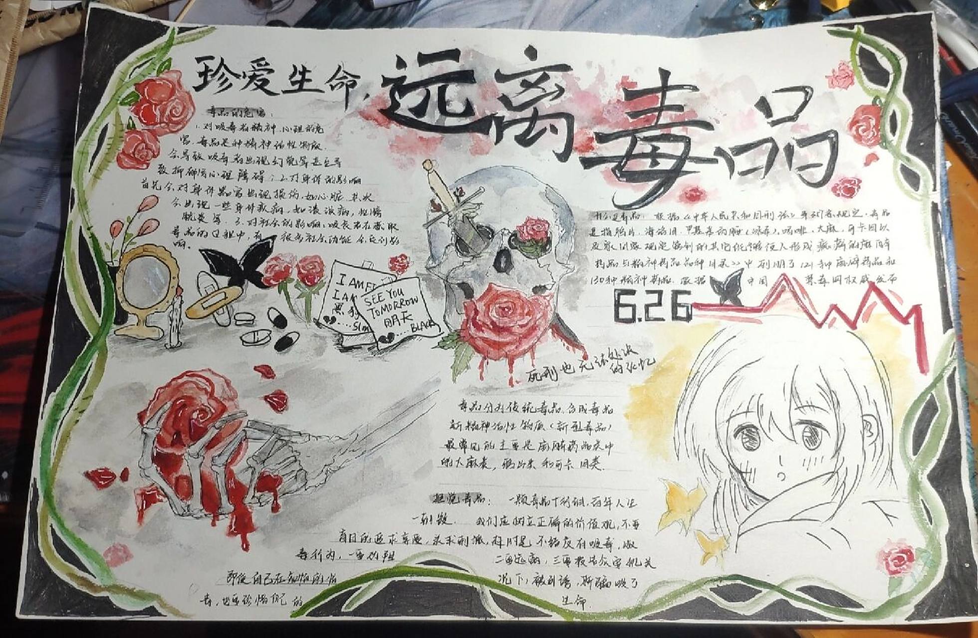 禁毒手抄报 临摹