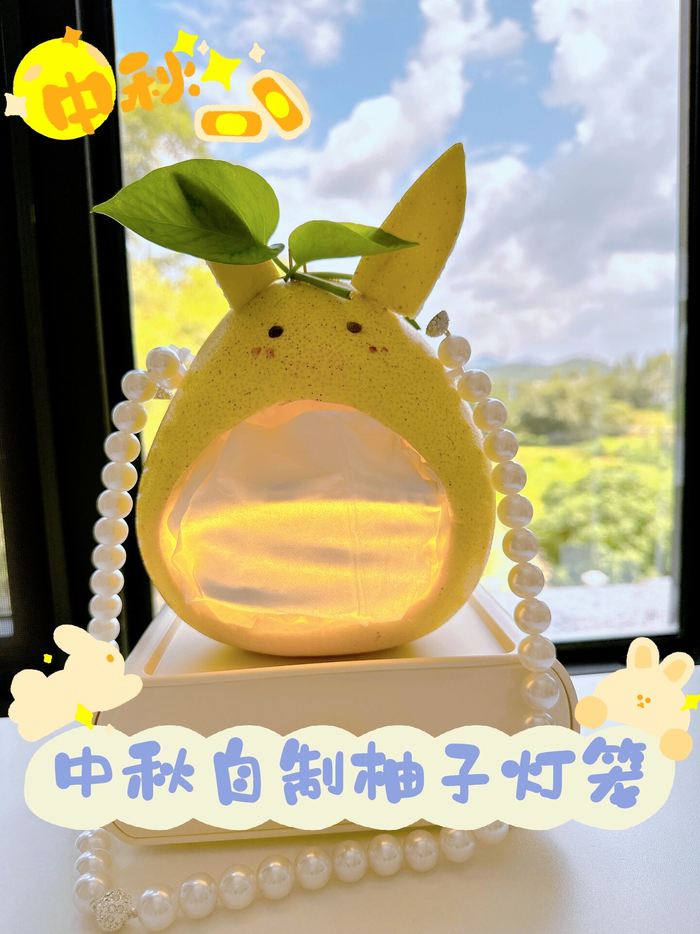 中秋自制柚子兔子灯笼🏮