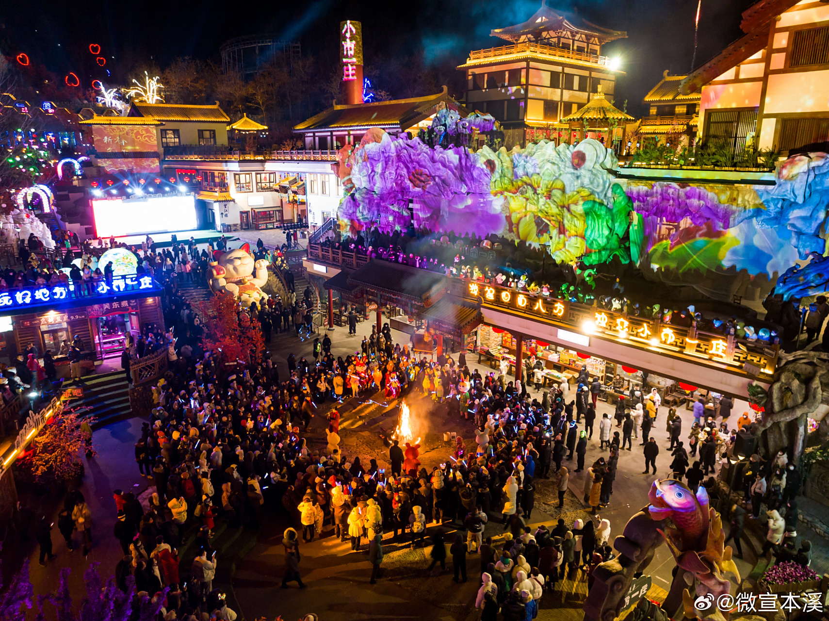 网红打卡地辽宁杠杠滴# #美好辽宁欢迎您# 小市一庄夜景