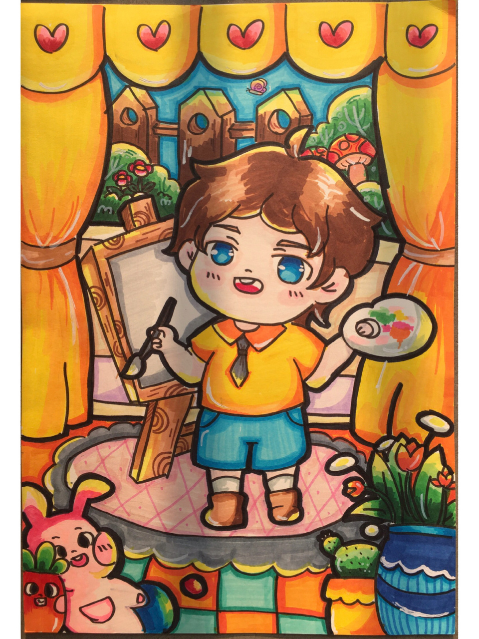 学前教育幼师儿童主题画《小画家》 适合主题《我的梦想》《我的假期