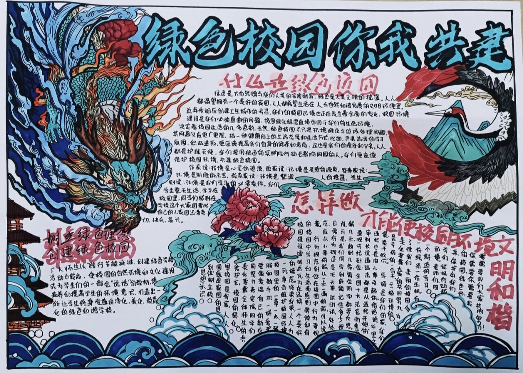 手抄报|绿色环保主题 学校活动一等奖,喜欢的宝子们可以临摹哟