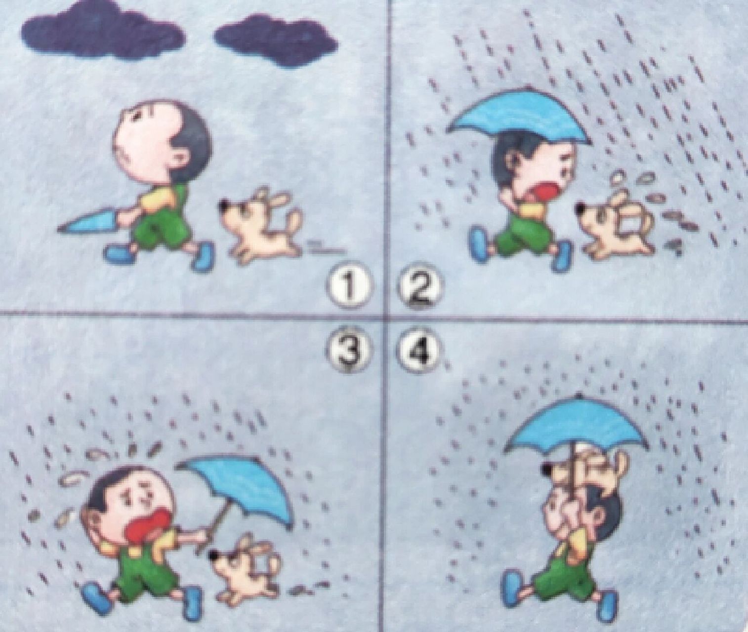 看图写话下雨打伞图片