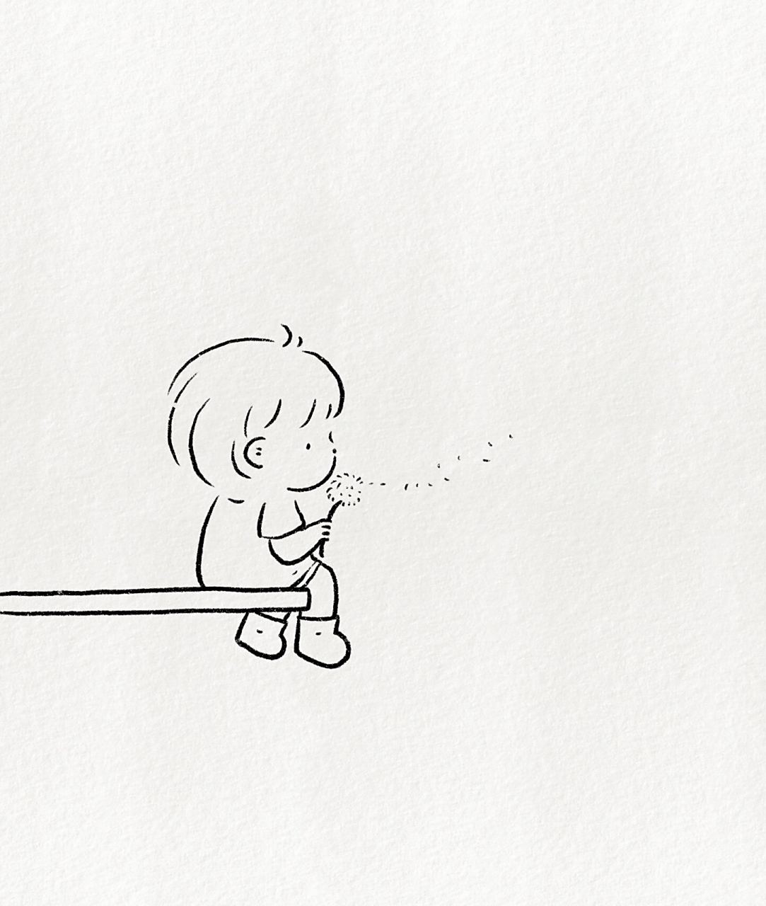 吹蒲公英的小女孩97 人生就像蒲公英 看似自由 却身不由己 	 简笔画