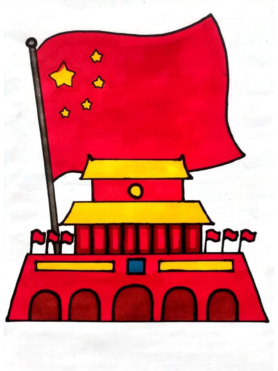 国庆节天安门主题画 国庆节快到了,画一幅天安门主题画简单又漂亮,手