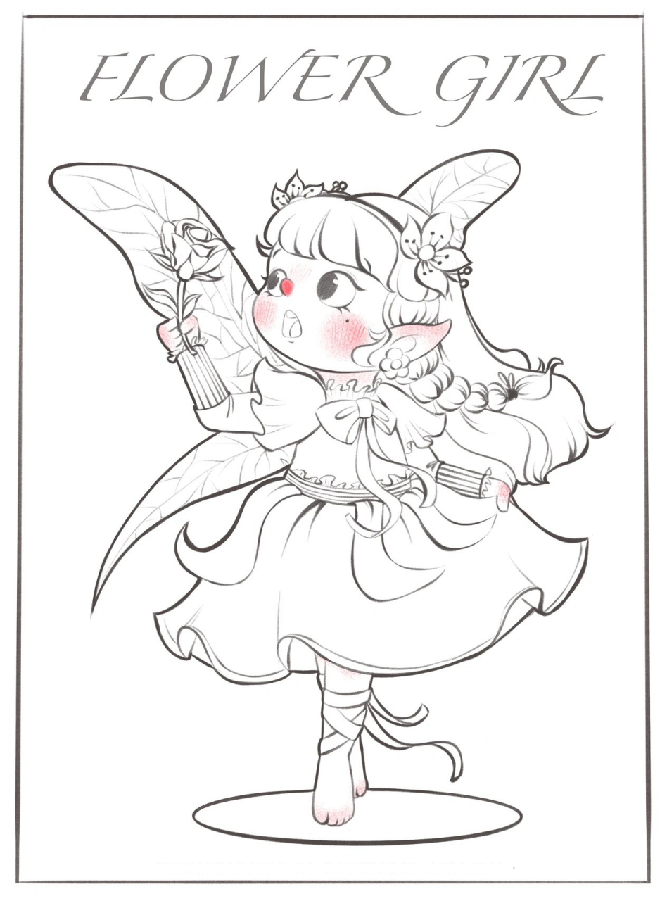 98小七的插画|花仙子|线稿系列 本来想画个精灵,越画越跑偏 91