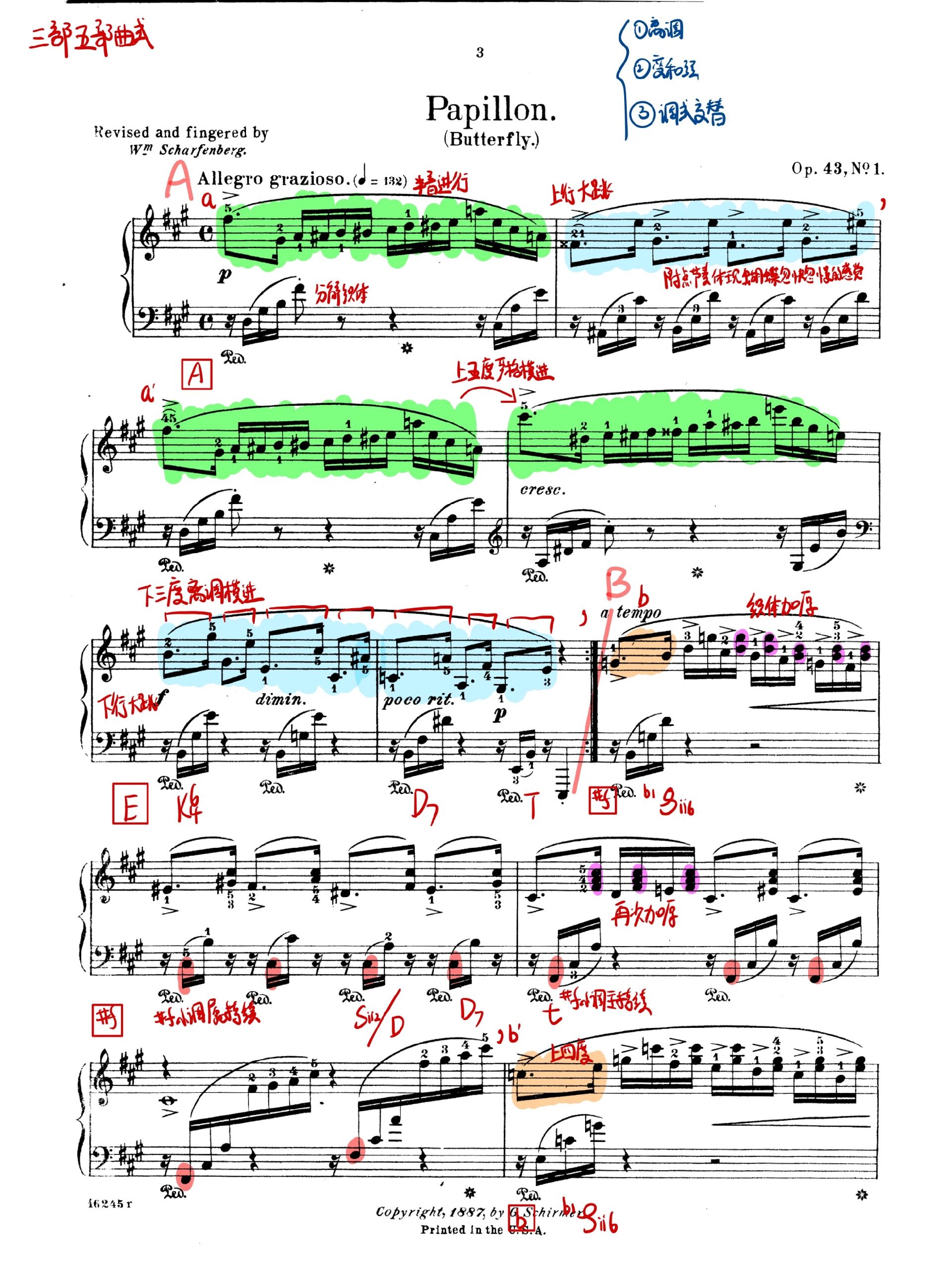 格里格钢琴小品《蝴蝶》op.43 no.