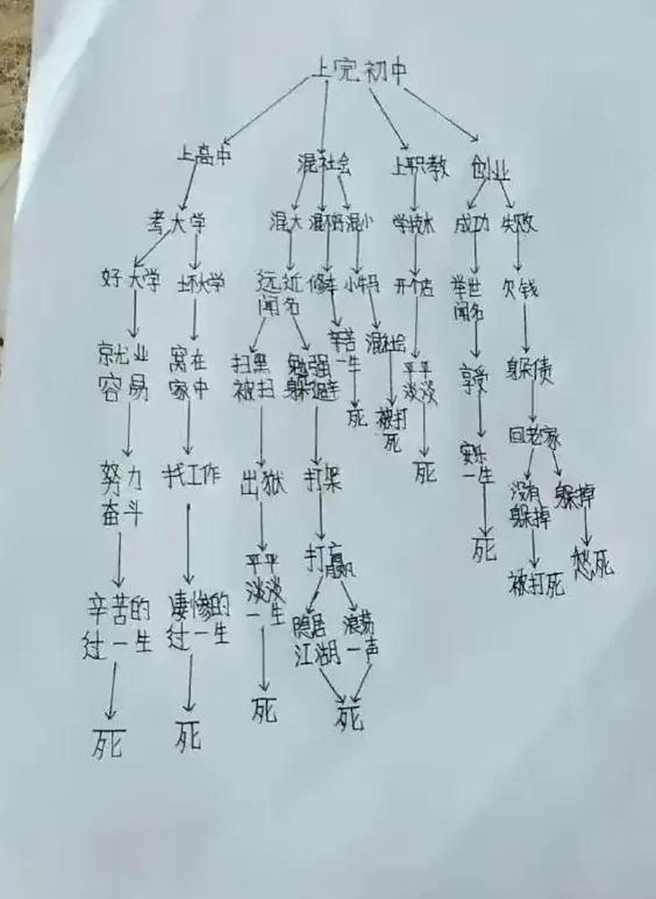 人的一生被一小学生用一张思维导图诠释的清清楚楚.