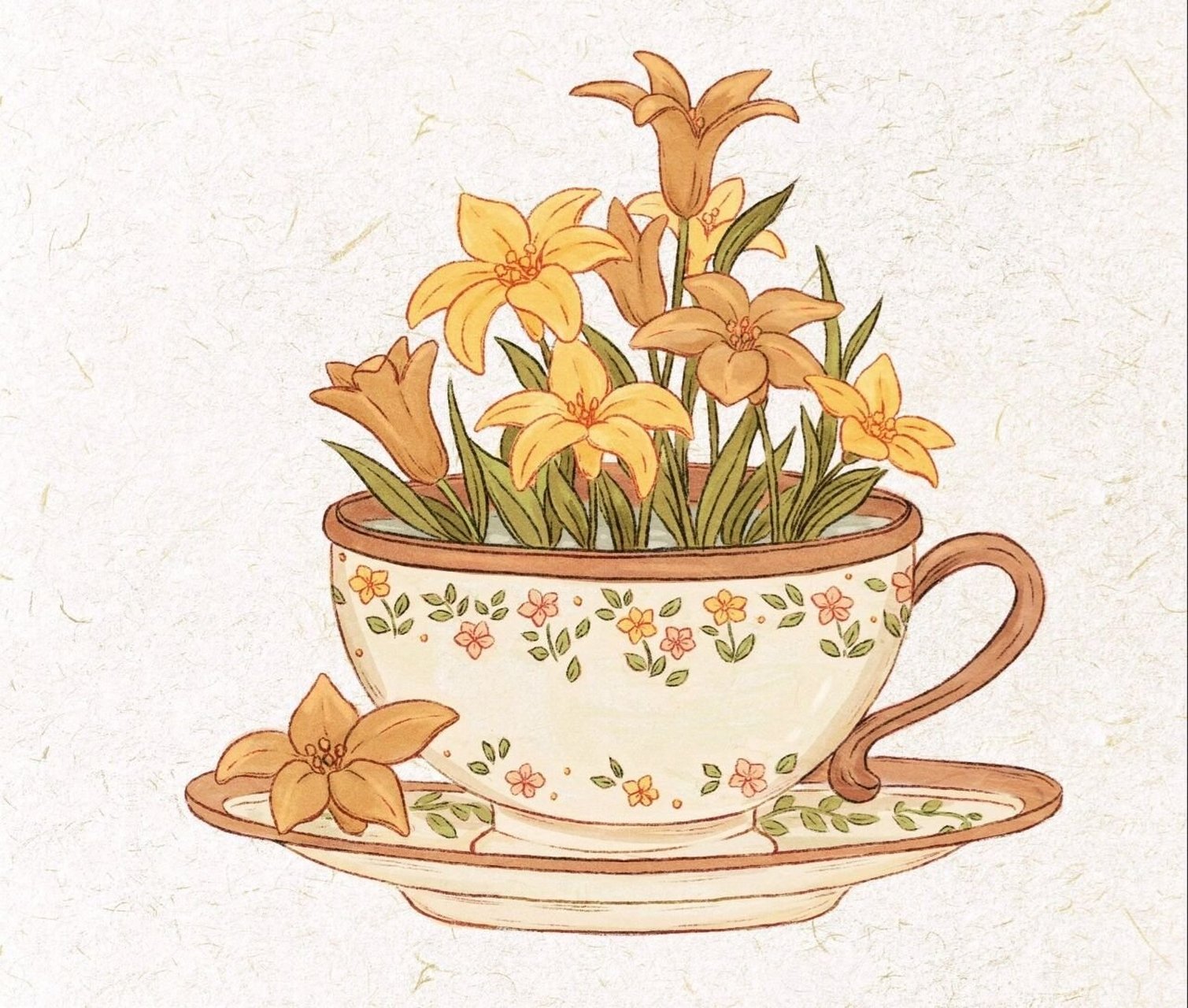 插画素材|96复古茶杯临摹素材～ hanna wainio(hwainio),加拿大插画