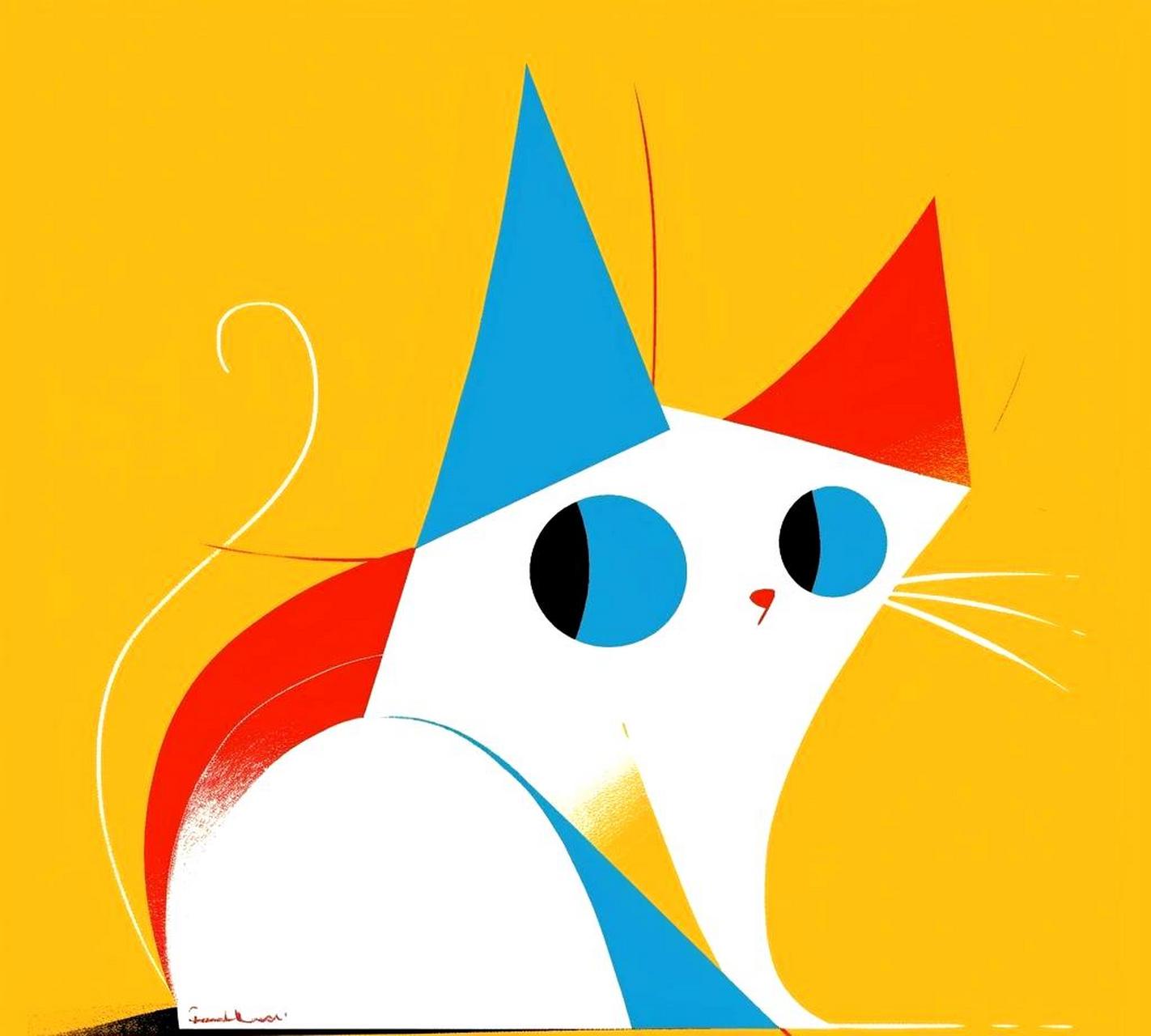 【抽象主义猫猫(三)】  每天画一只小猫,今天分享的是一只简约抽象