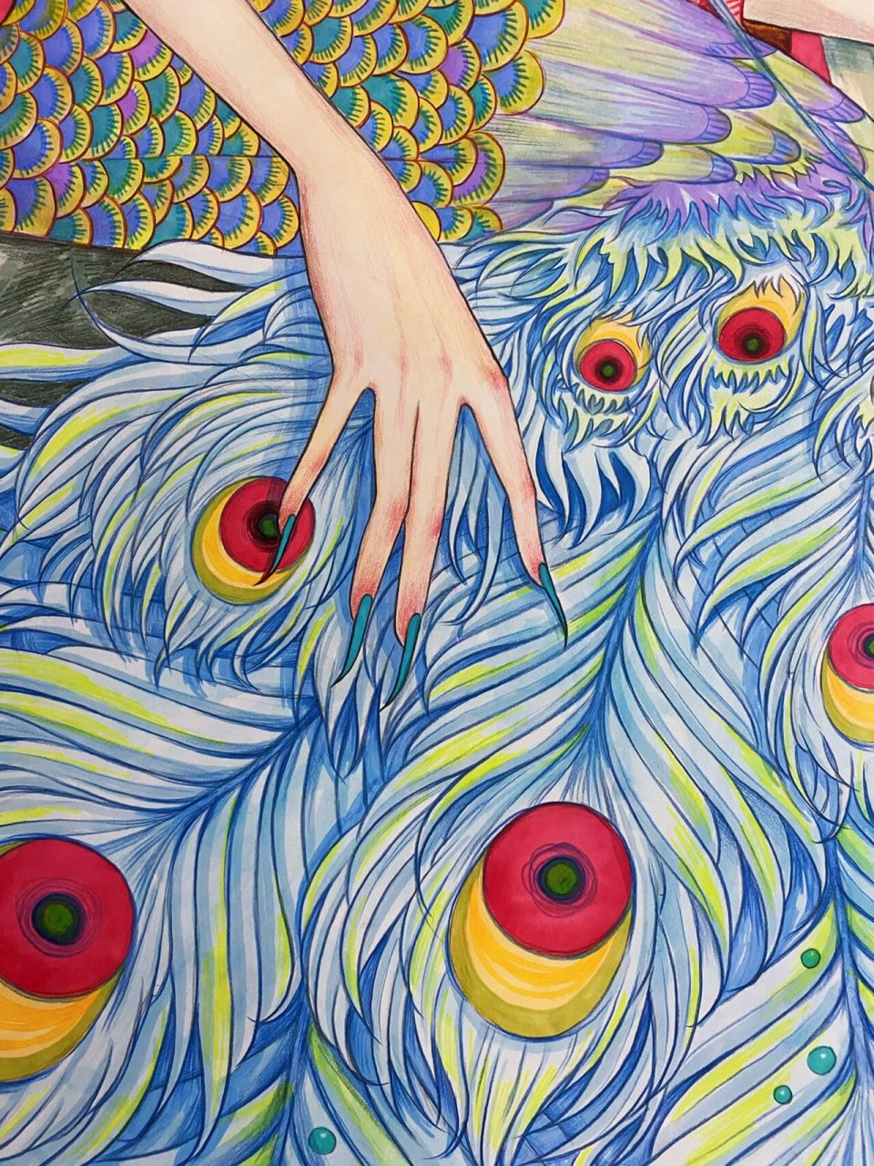 山海经||精卫 上古神话 尺寸:1k 材料:卡纸 水彩 马克笔 彩铅