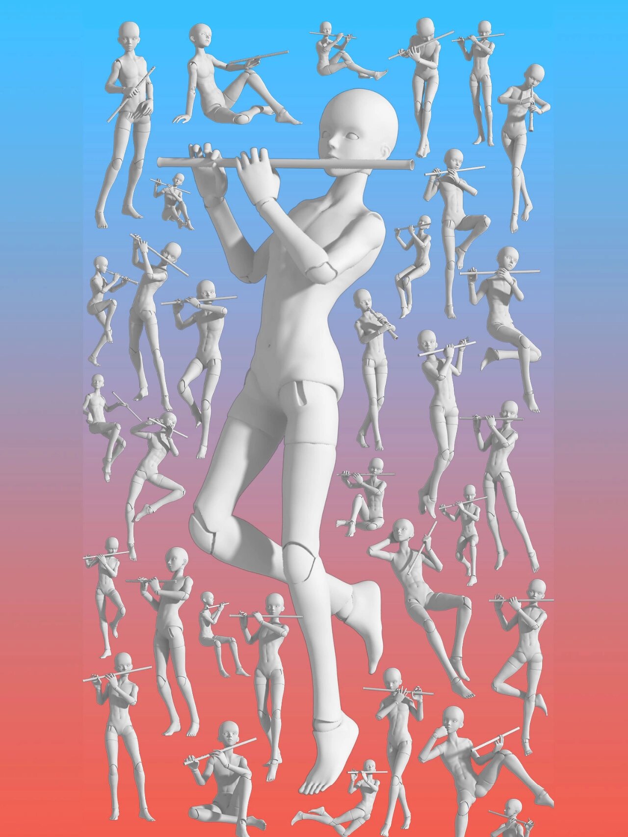 新pose库 男生吹奏动作