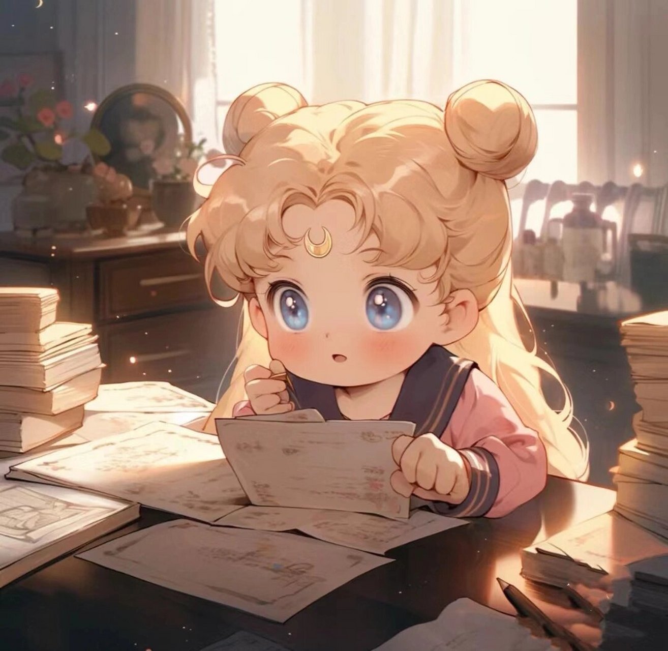 美少女战士水冰月看书学习头像 《美少女战士》,蕞喜欢的动画片,没有