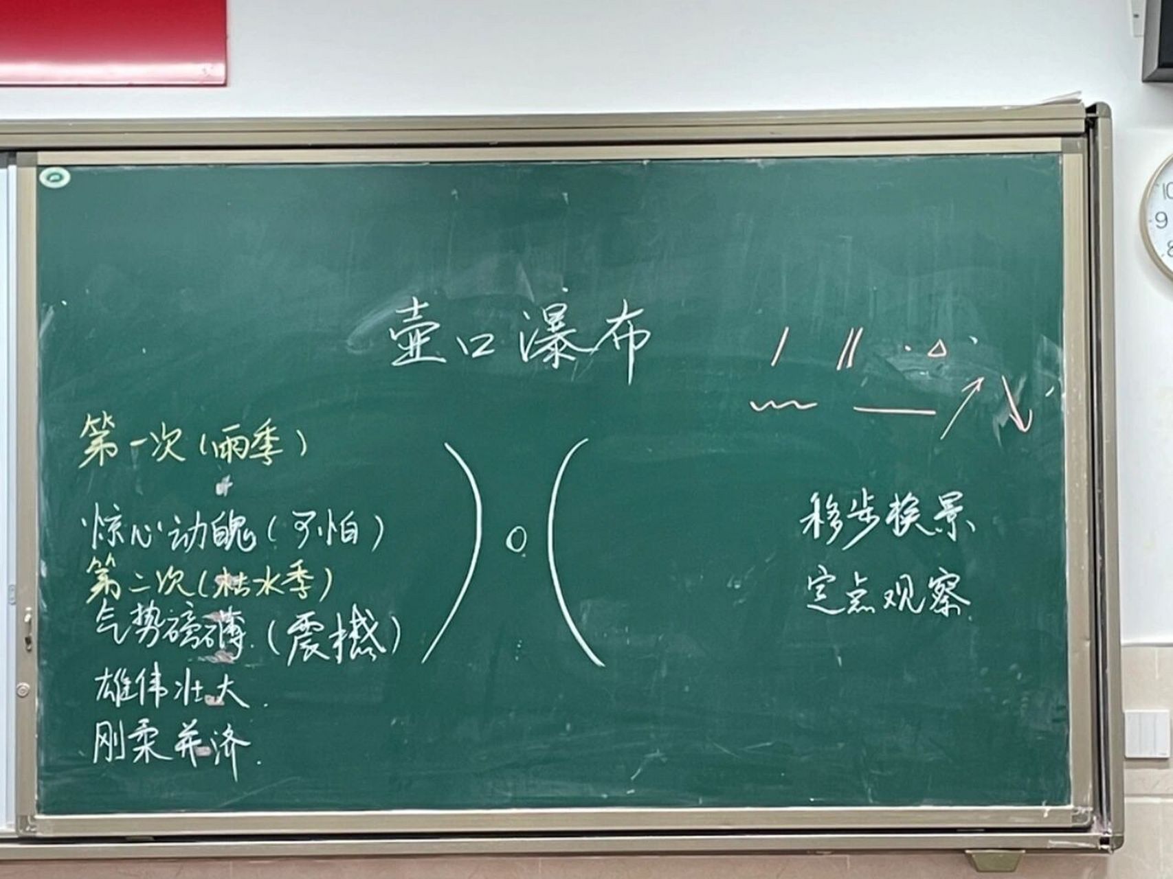 八下板书分享|壶口瀑布 学生说我画的瀑布倒过来看像喷泉,无语住了