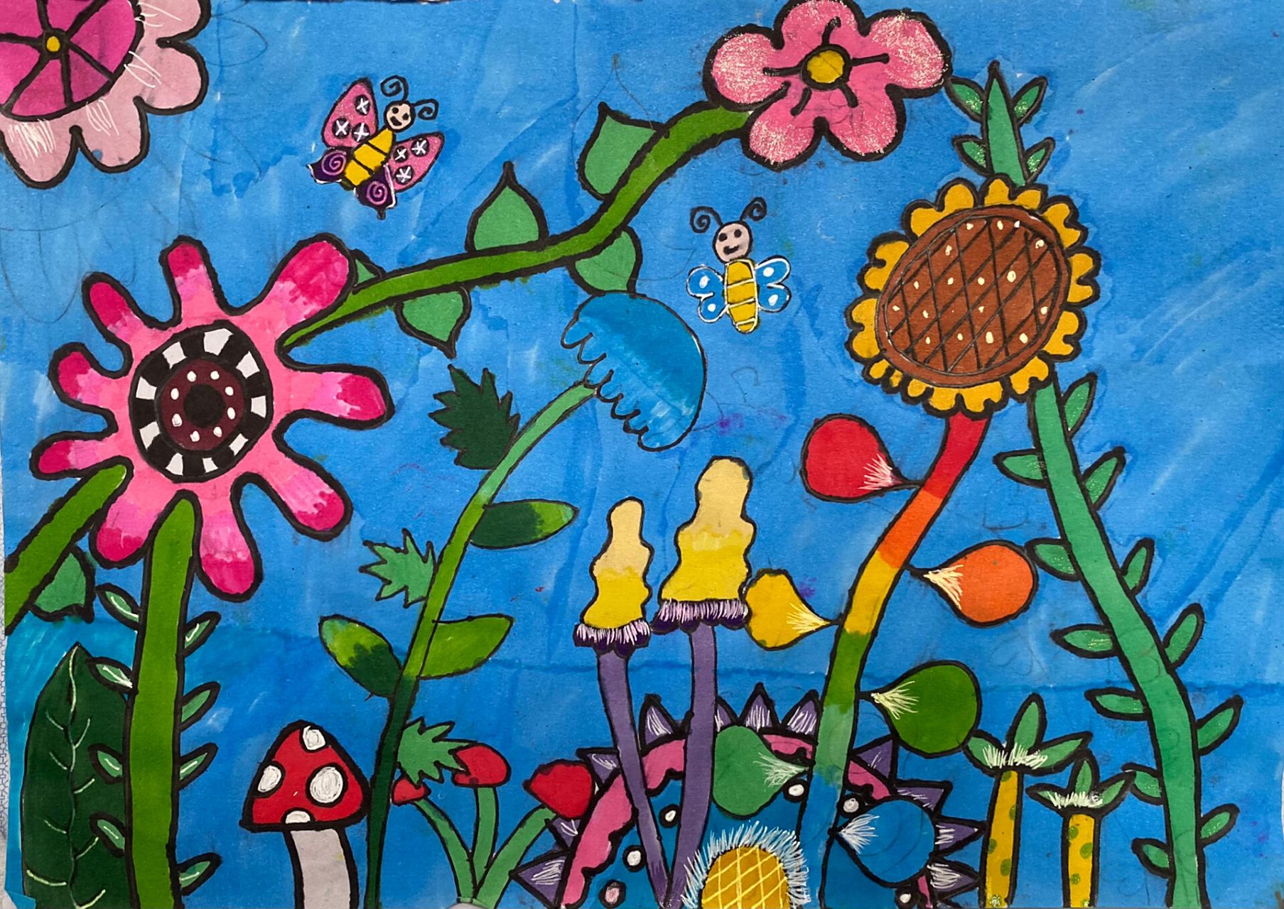 人美版 二年级茂密的花 茂密的花 学生作品展示