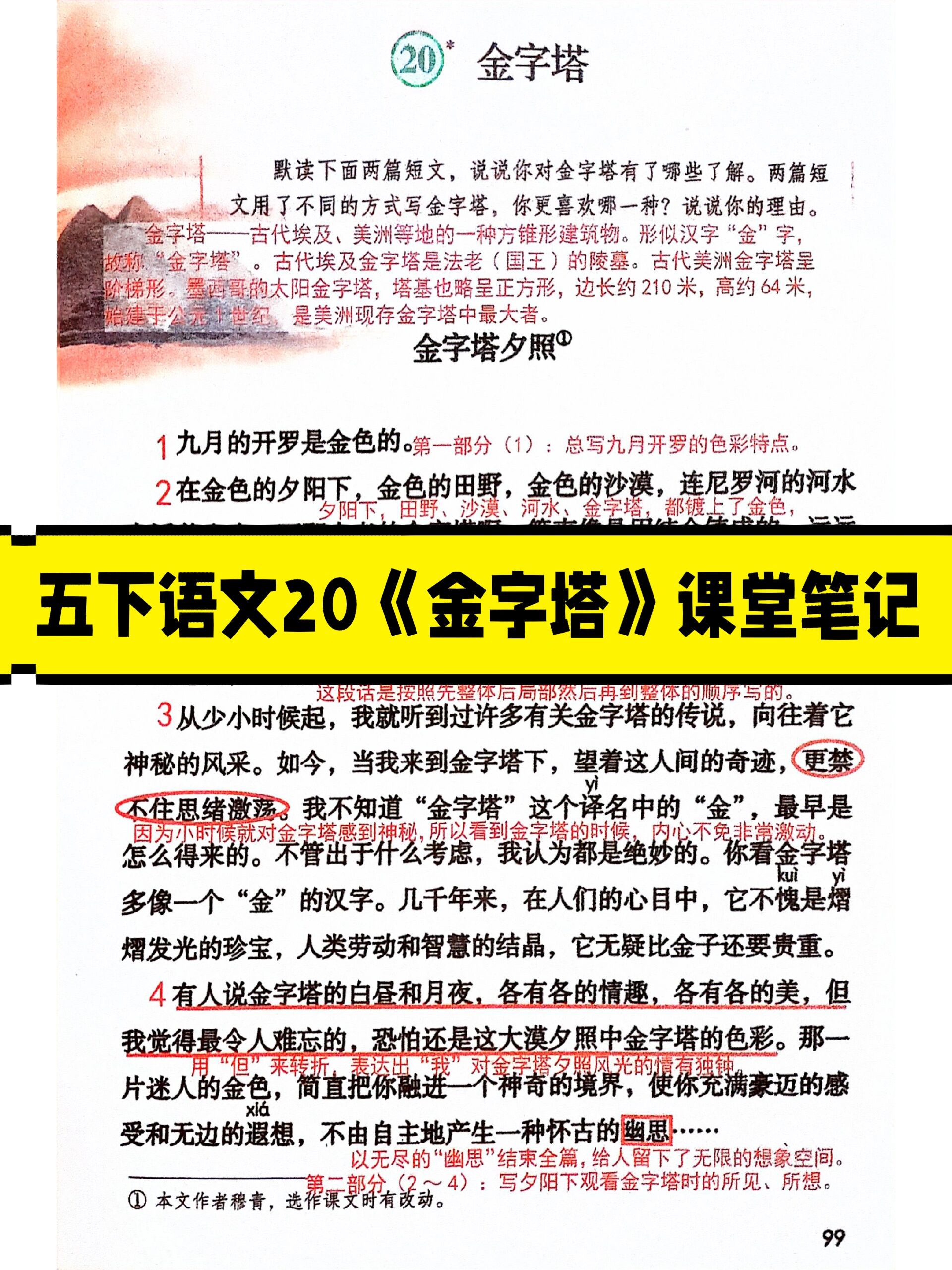 五下语文20《金字塔》课堂笔记