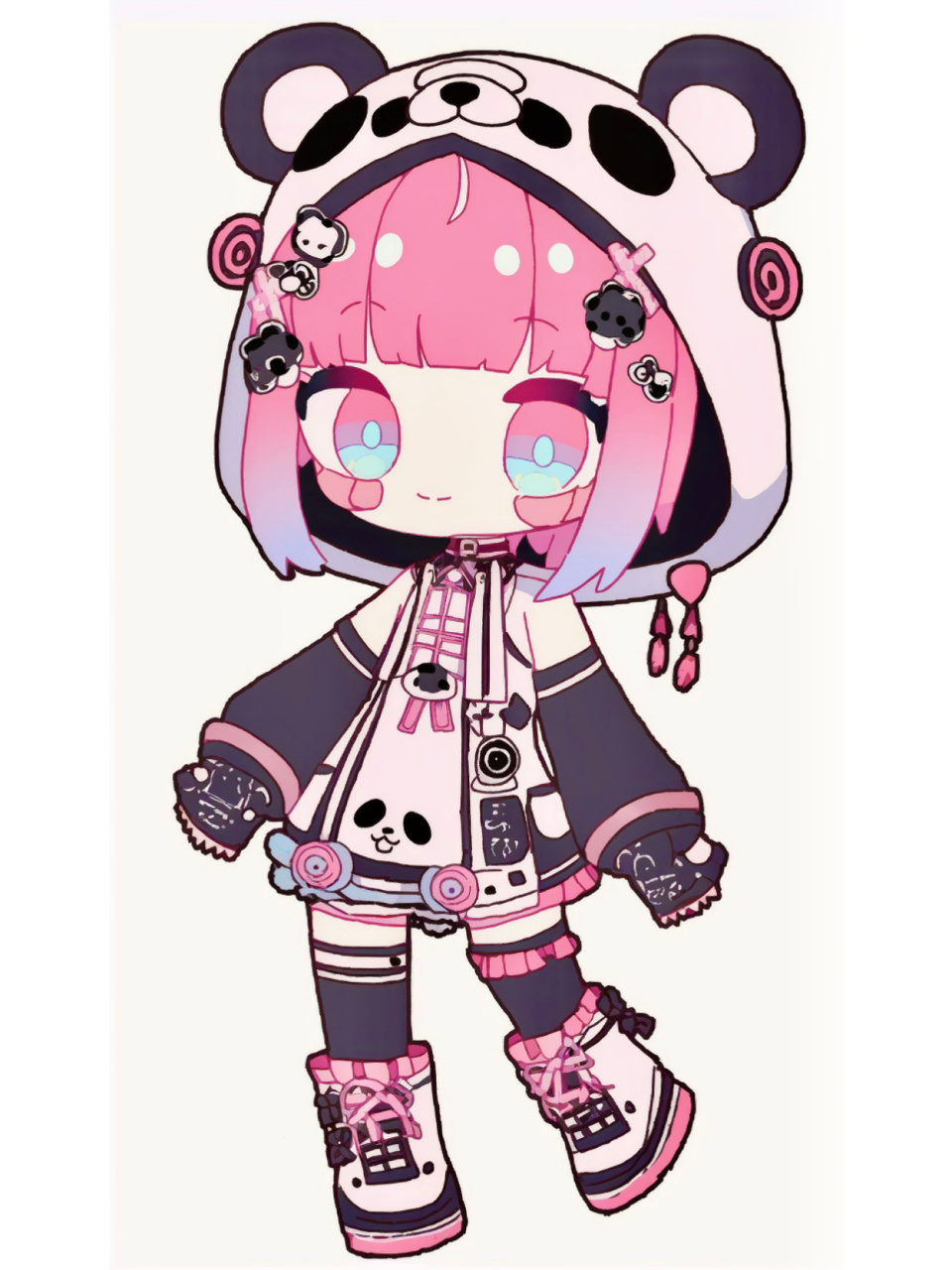 q版二次元熊猫少女        ai绘画有点东西